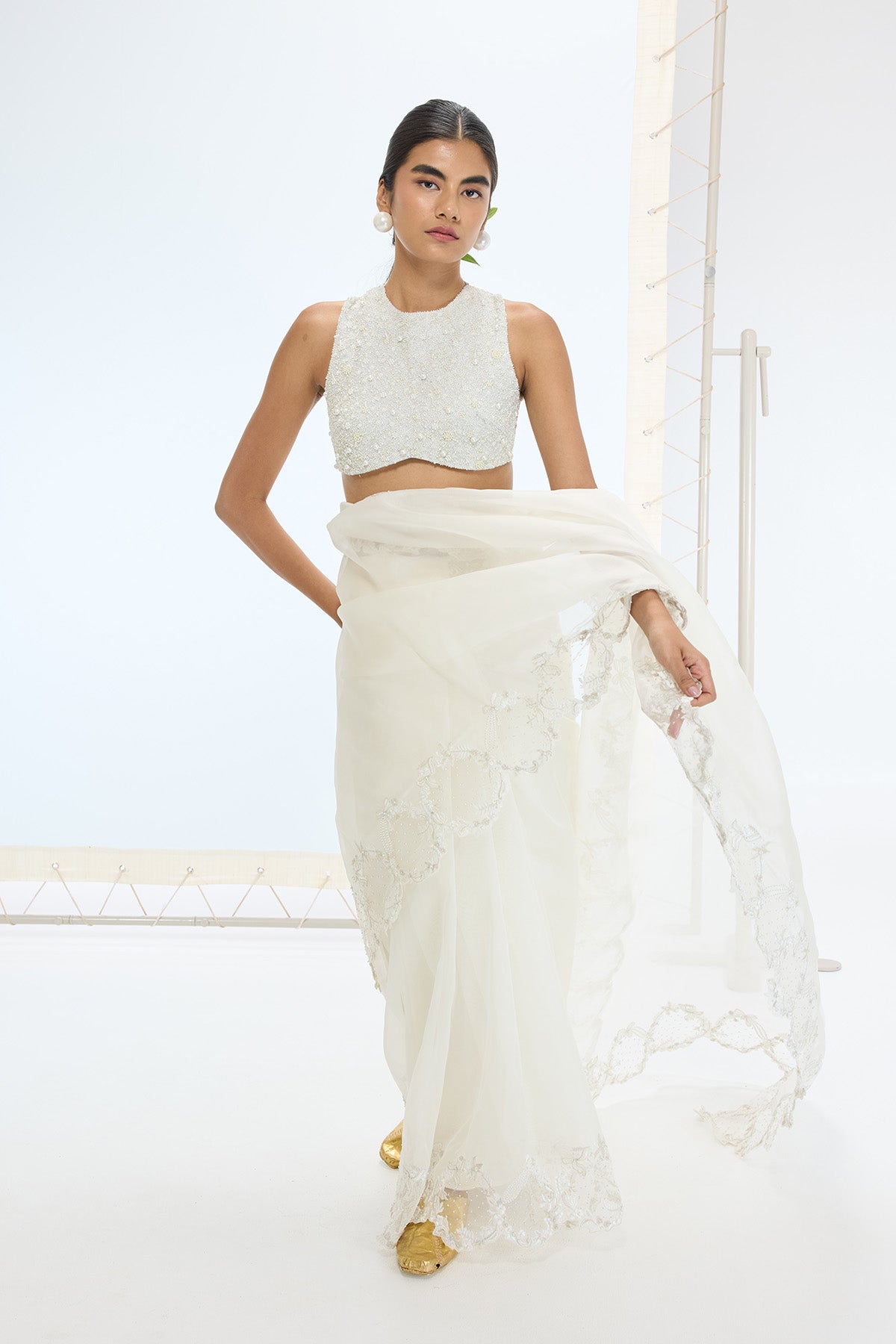 The Luna Saree in off-white