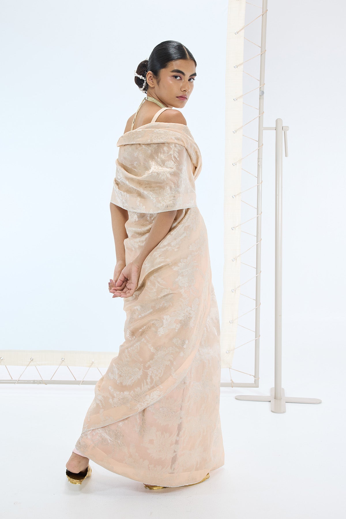 The Harper Saree in Peach