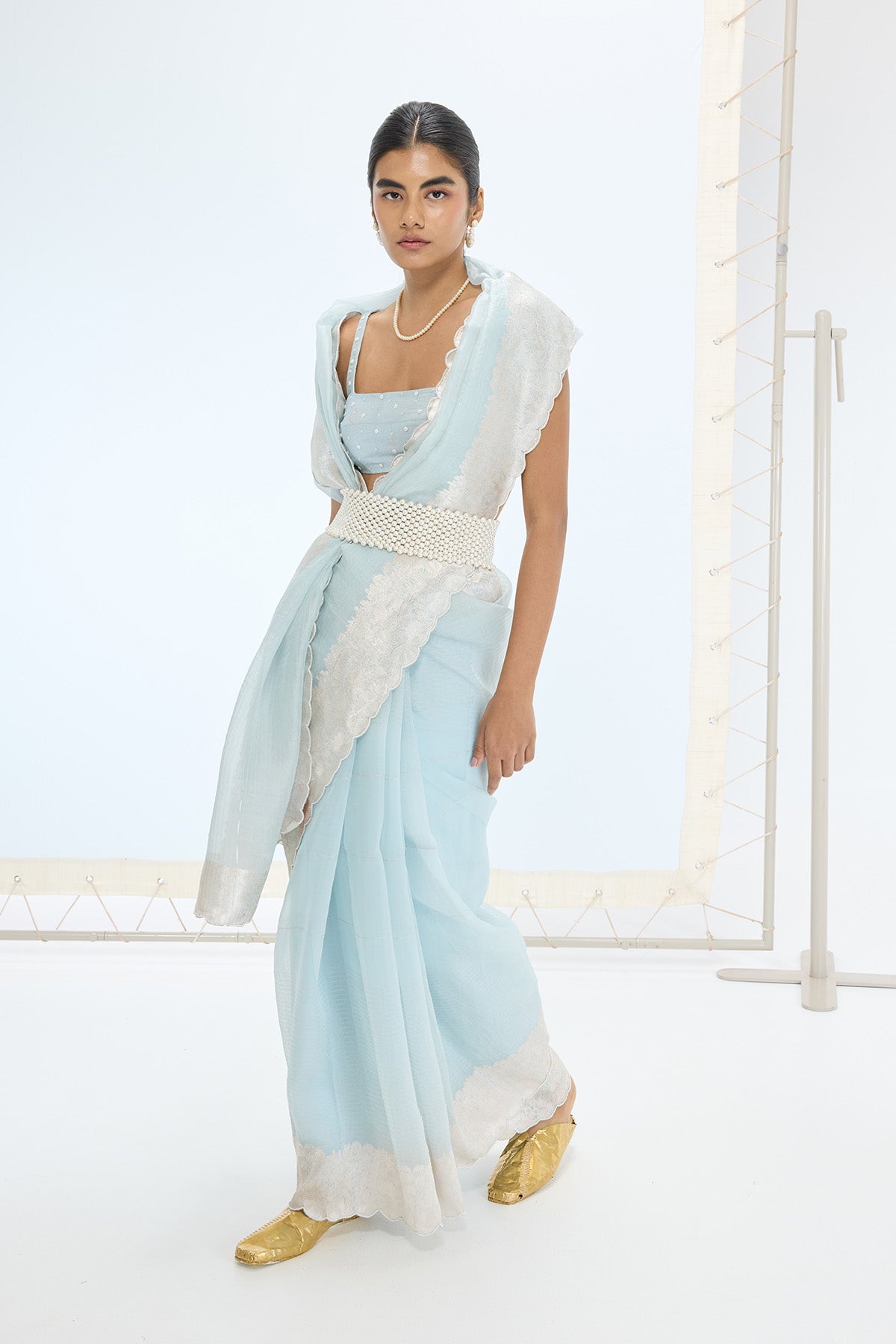 The Blake Saree in Ice Blue