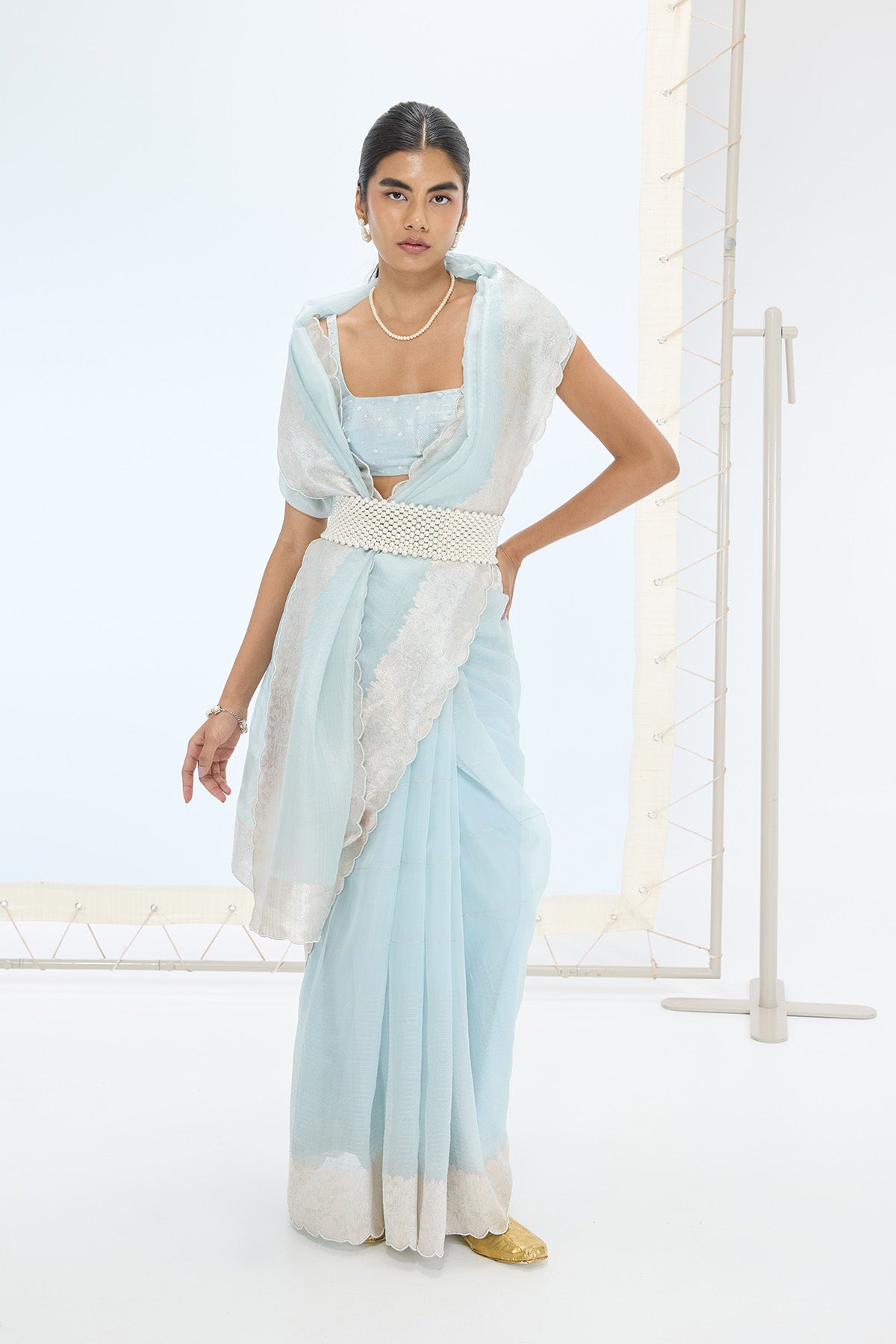 The Blake Saree in Ice Blue