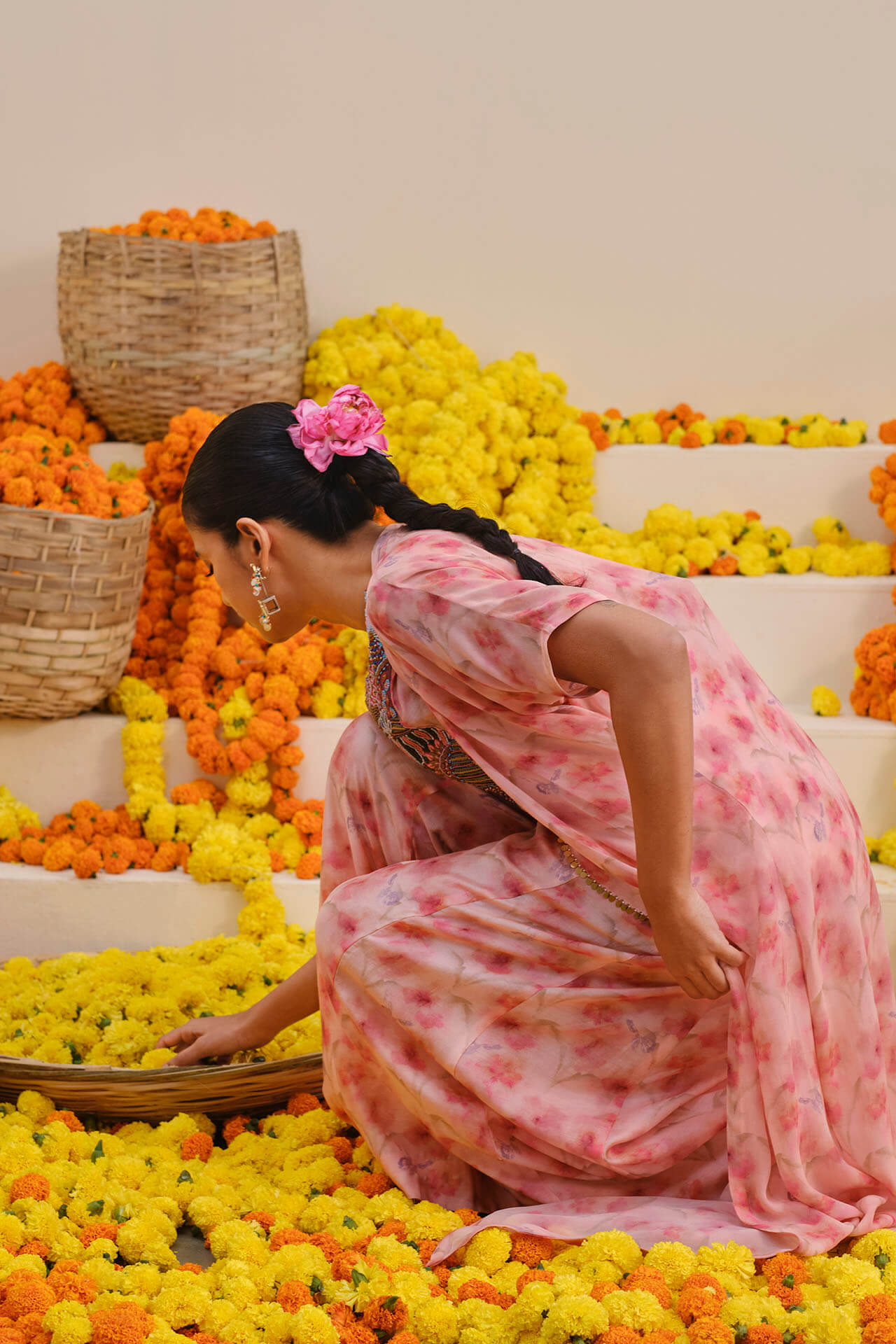 Rose Pink Kurta – Cape Set