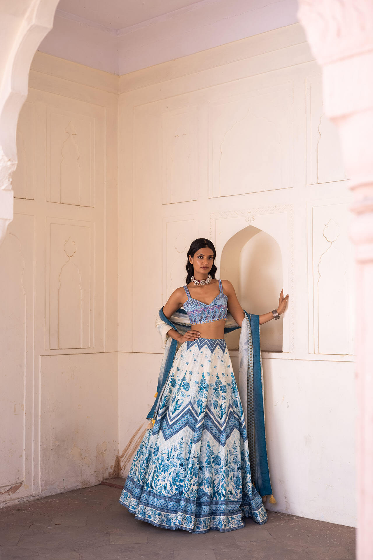 Blue Water Lily Lehenga