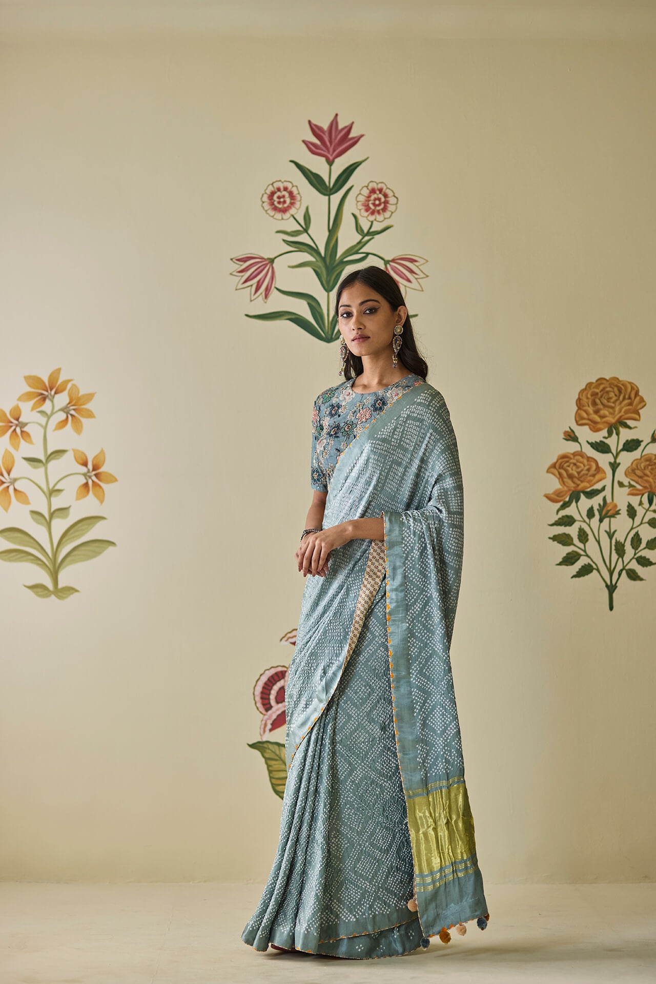 Blue Bandhani Saree
