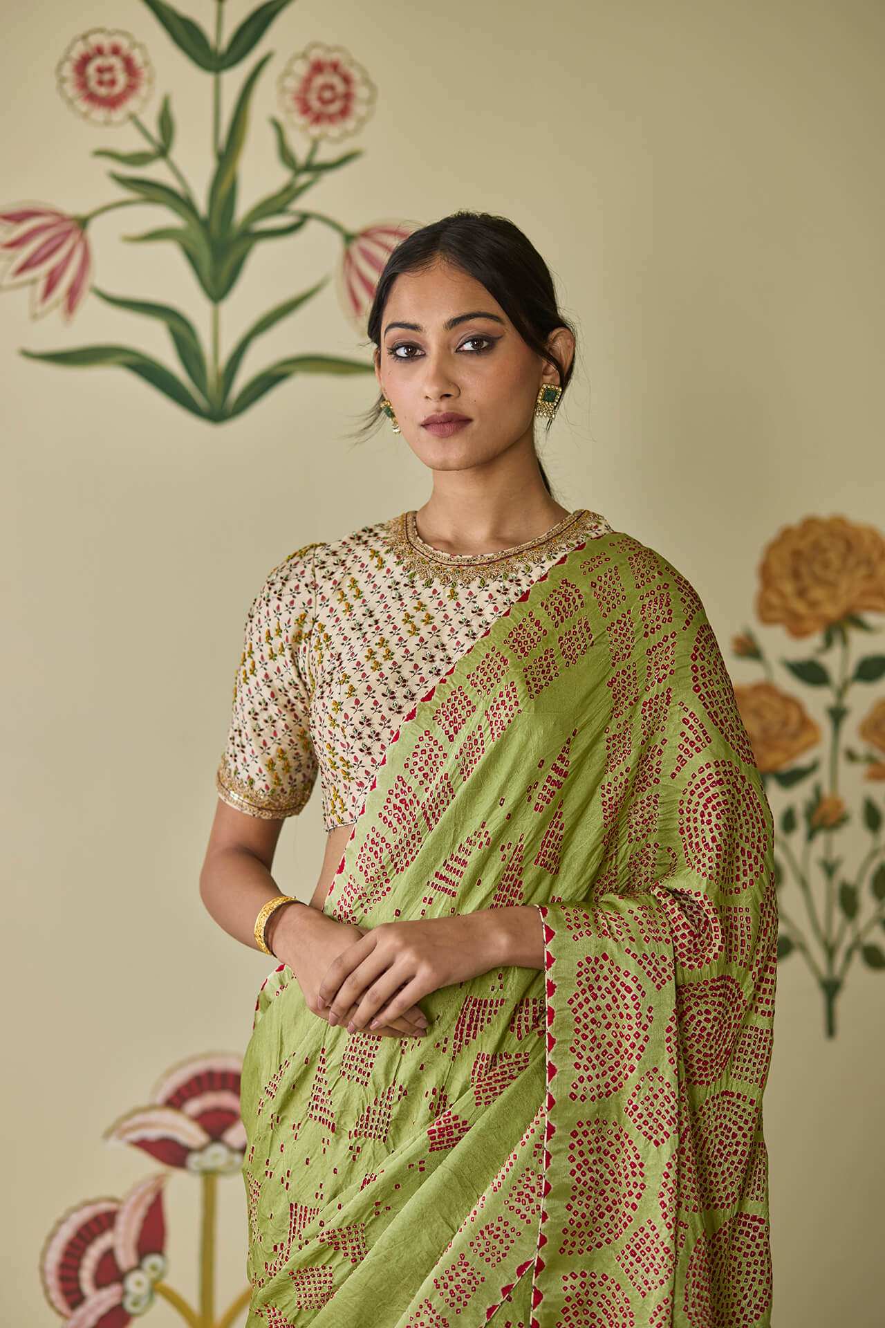 Green Bandhani Saree