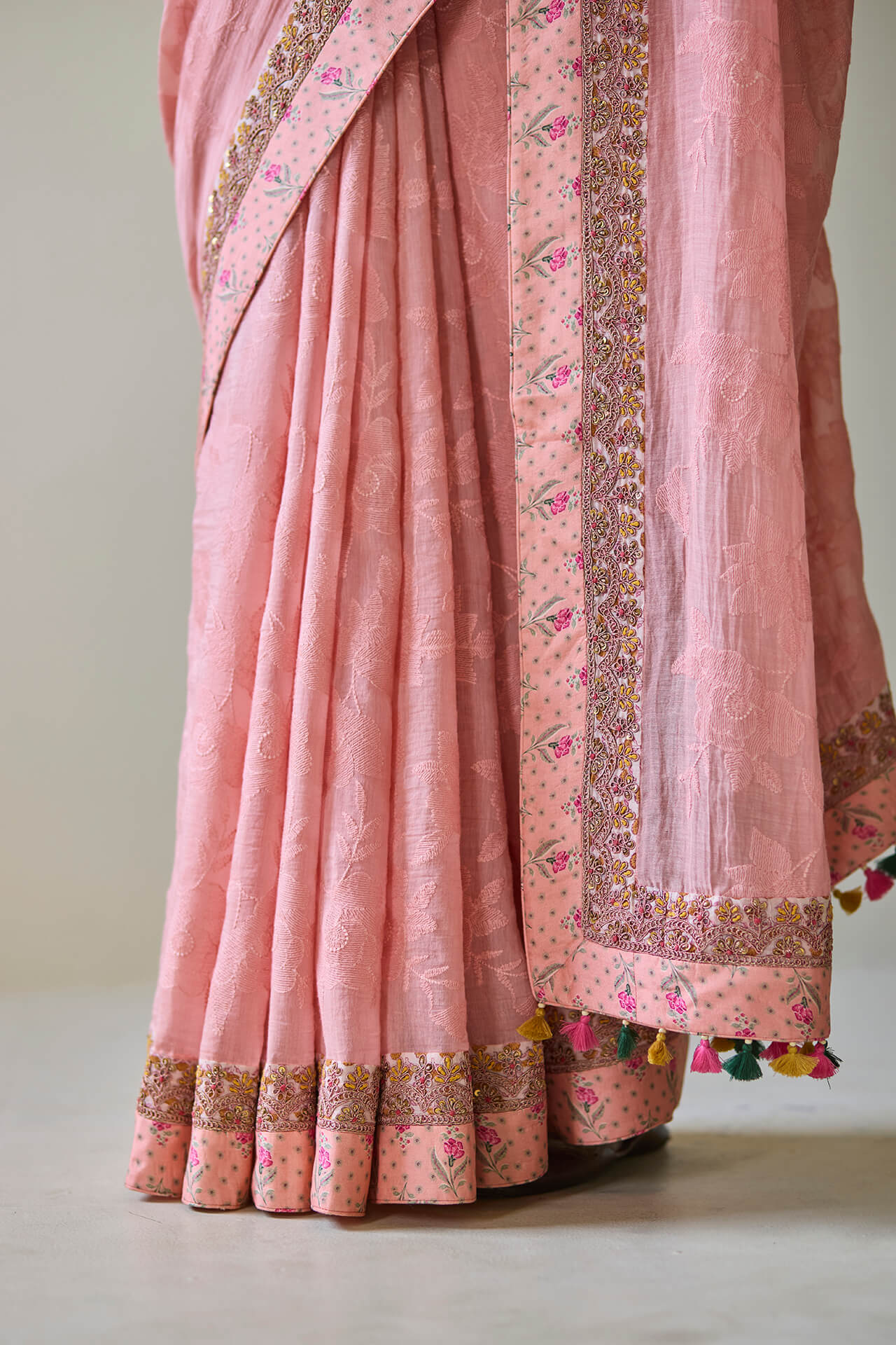 Pink Threadwork Saree