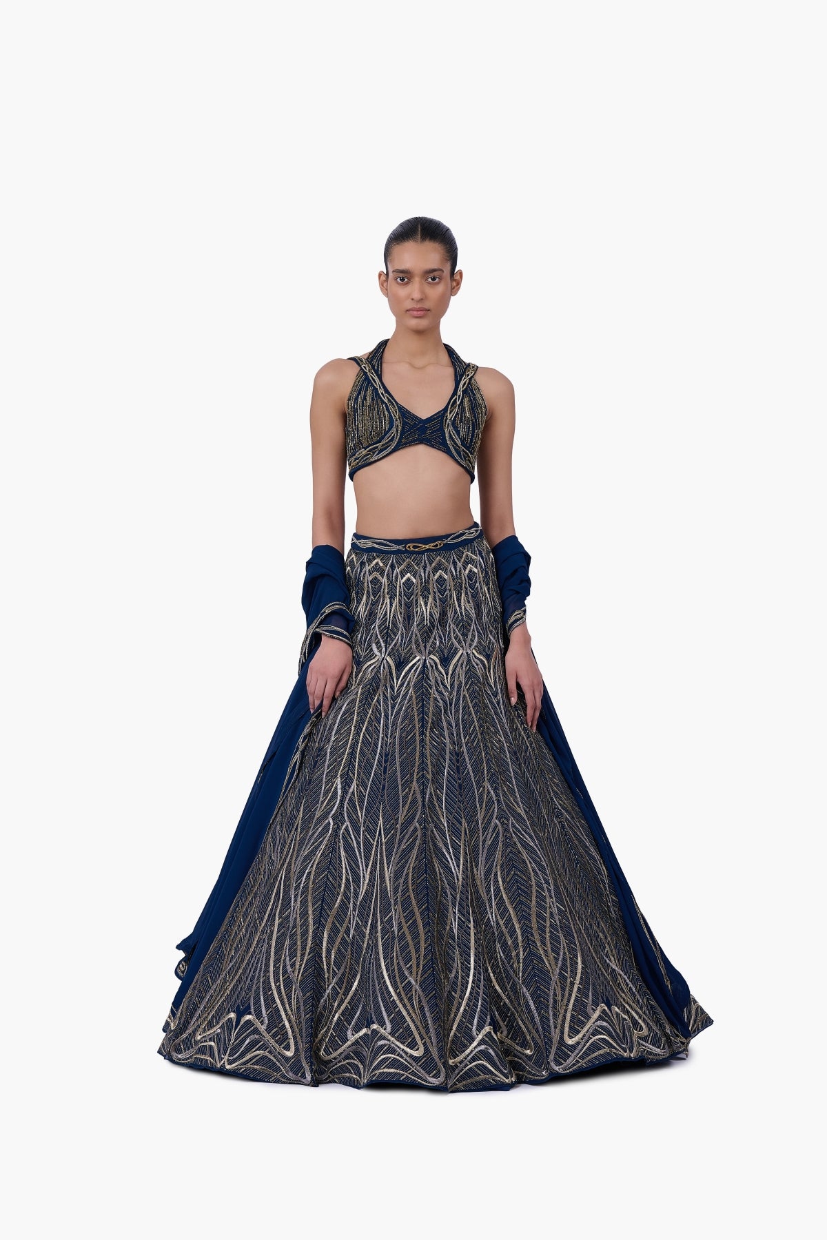 The Linear Embroidered Lehenga