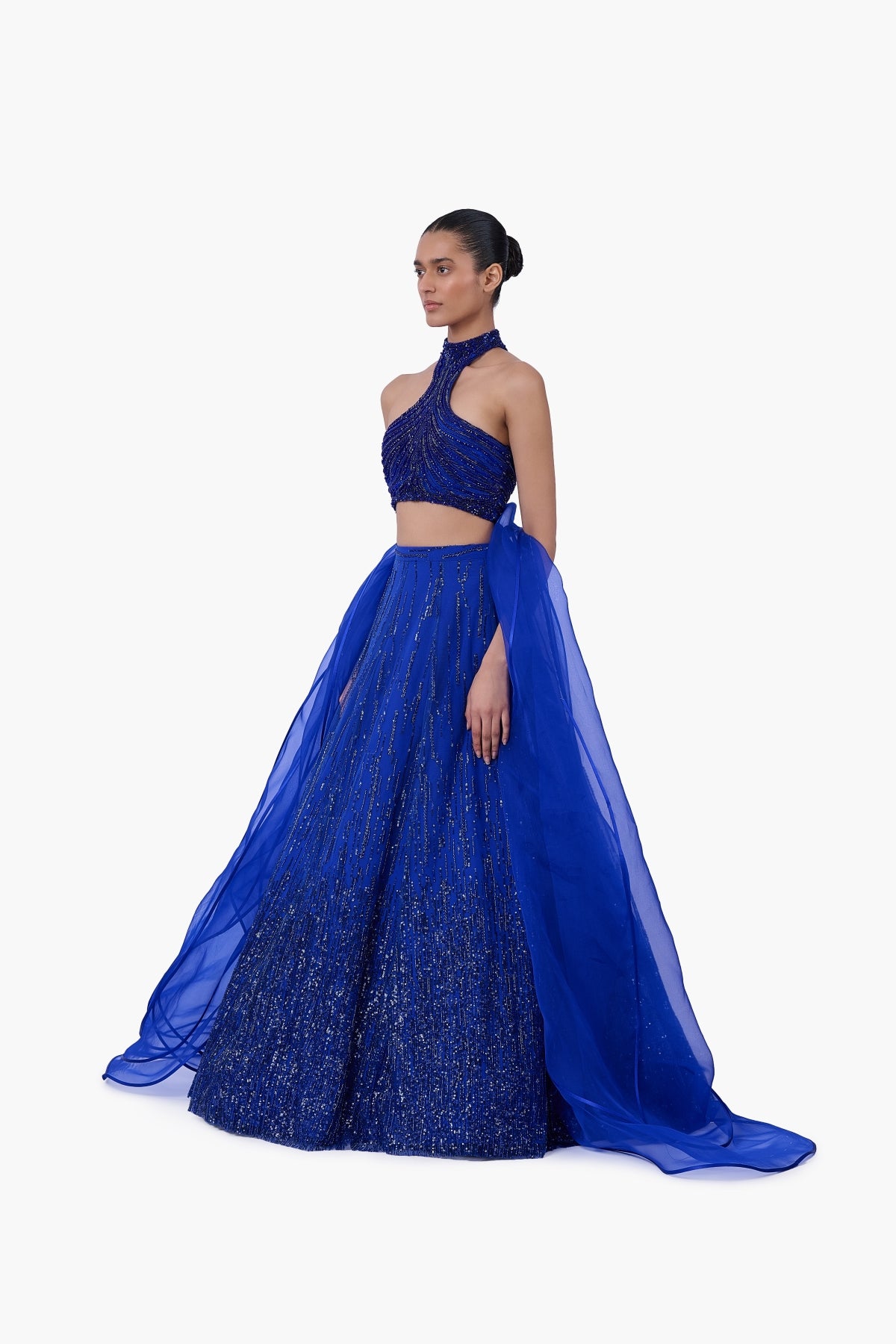 The Draped Panel Halter Lehenga