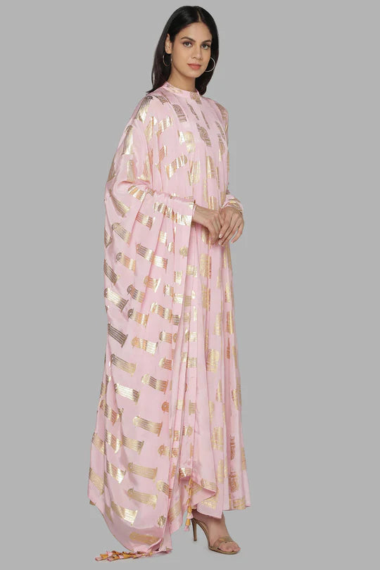 Light Pink Comb Anarkali Set