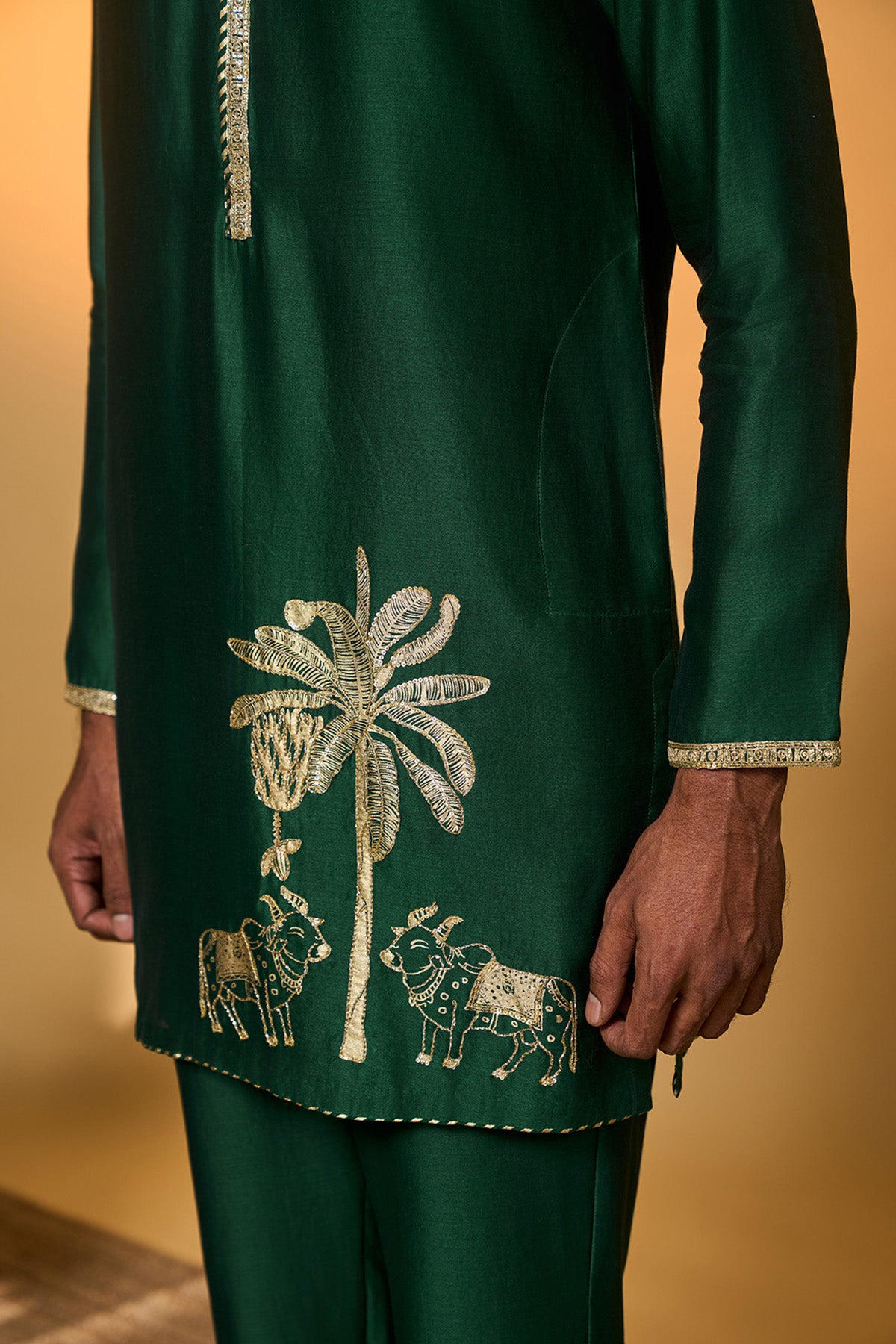 Green Tropical Nandi Kurta Set