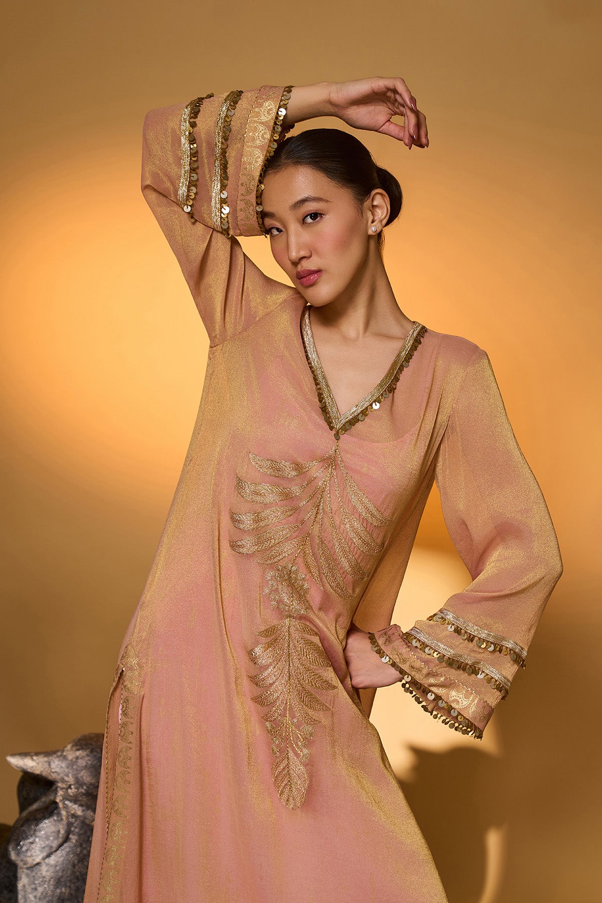 Baby Pink Moonfield Embroidered Kaftan