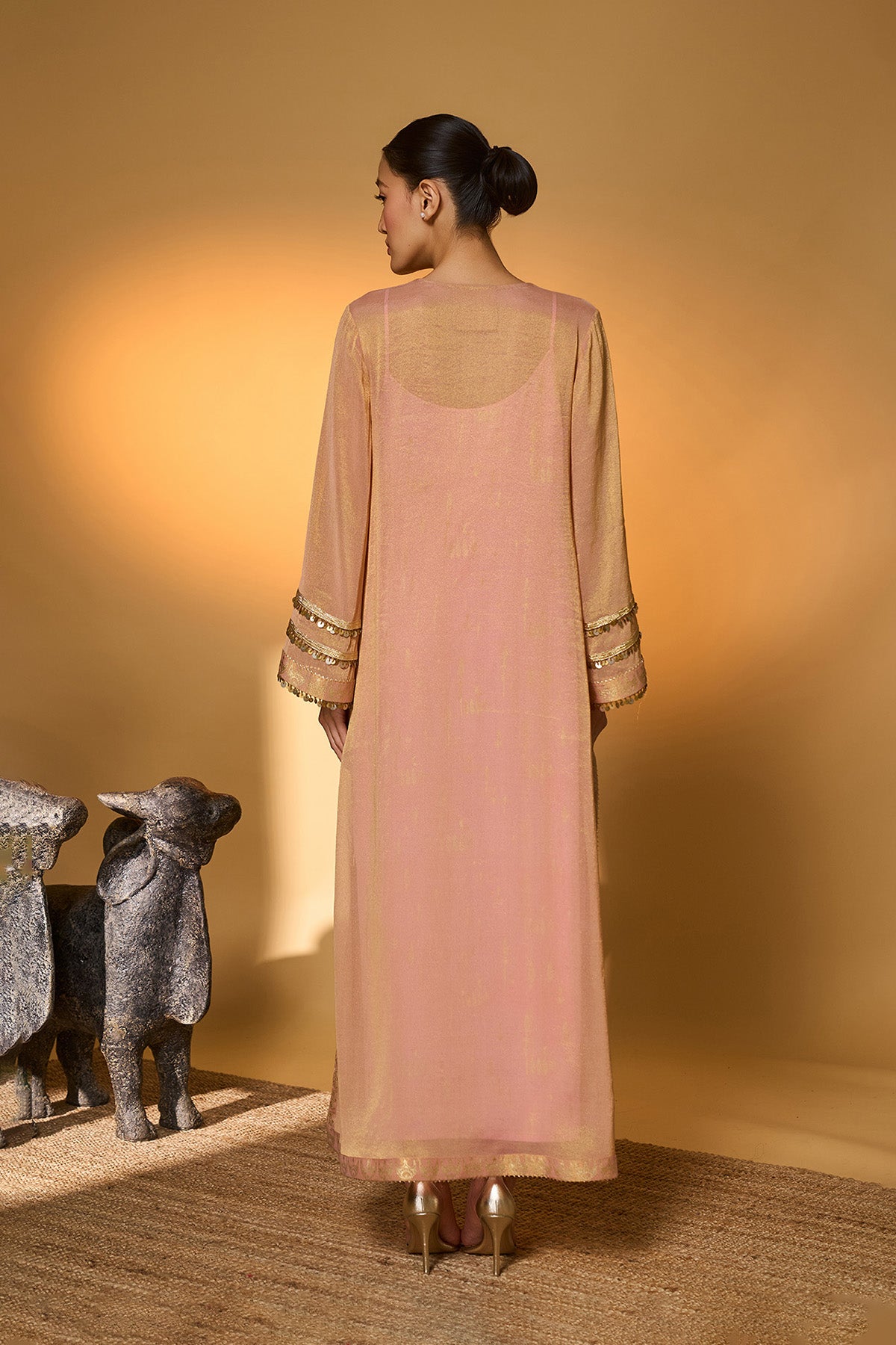 Baby Pink Moonfield Embroidered Kaftan