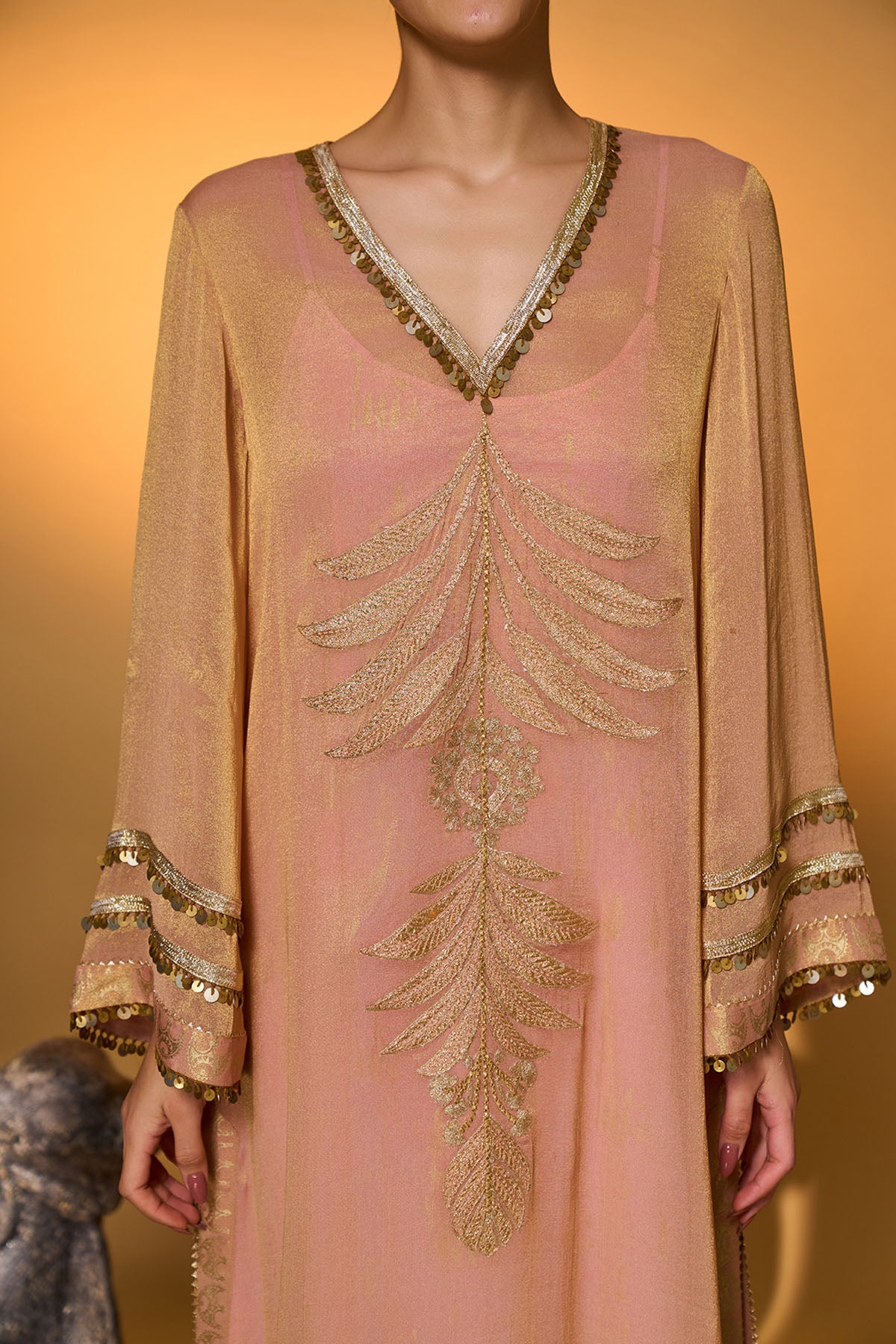 Baby Pink Moonfield Embroidered Kaftan