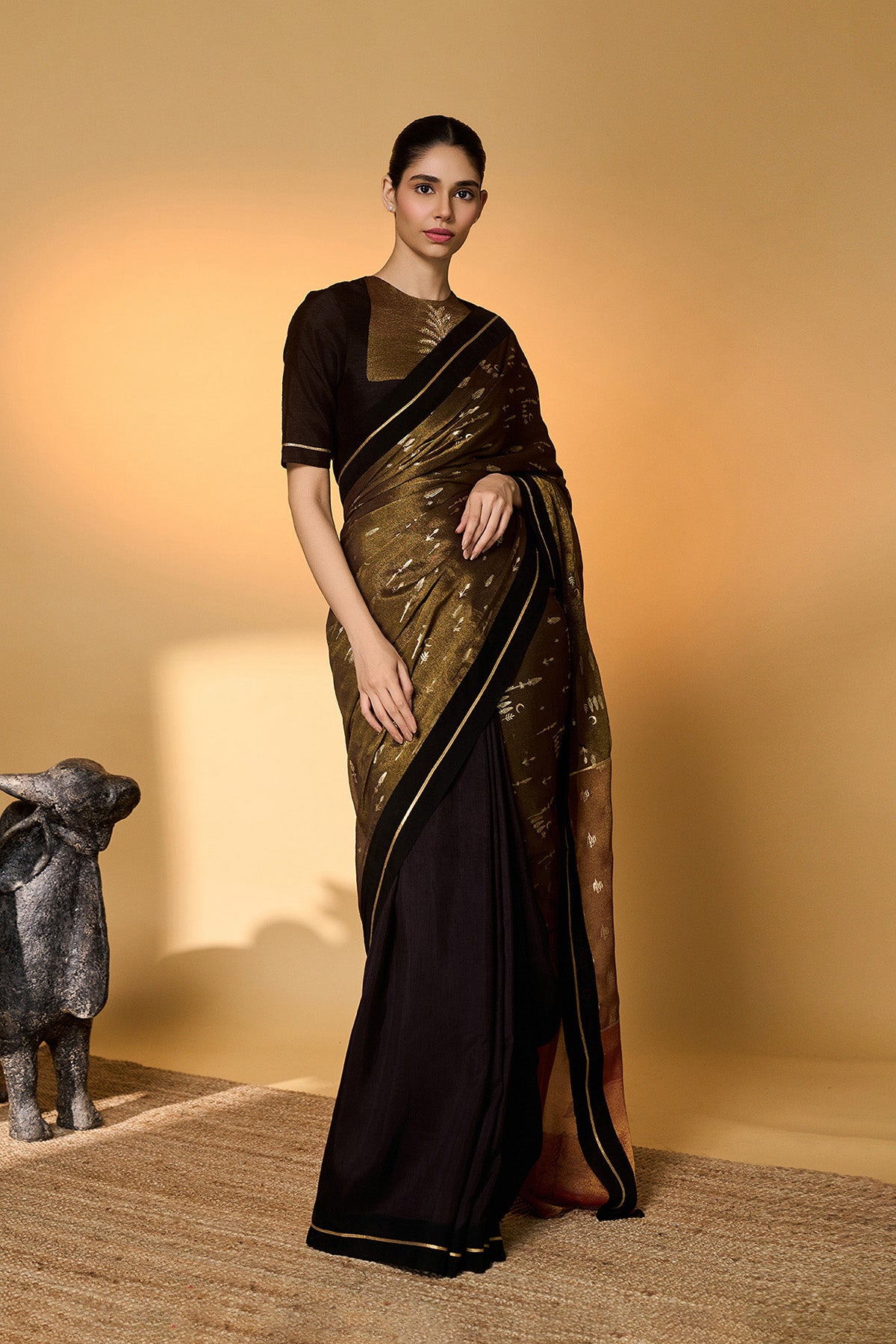 Midnight Amber Saree