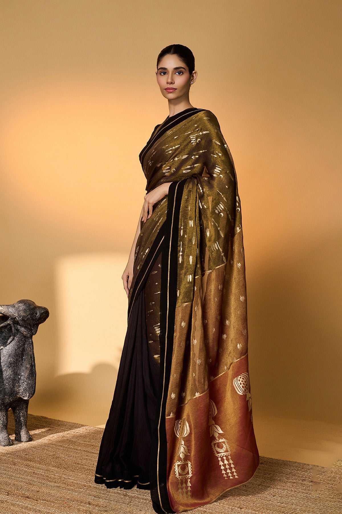Midnight Amber Saree