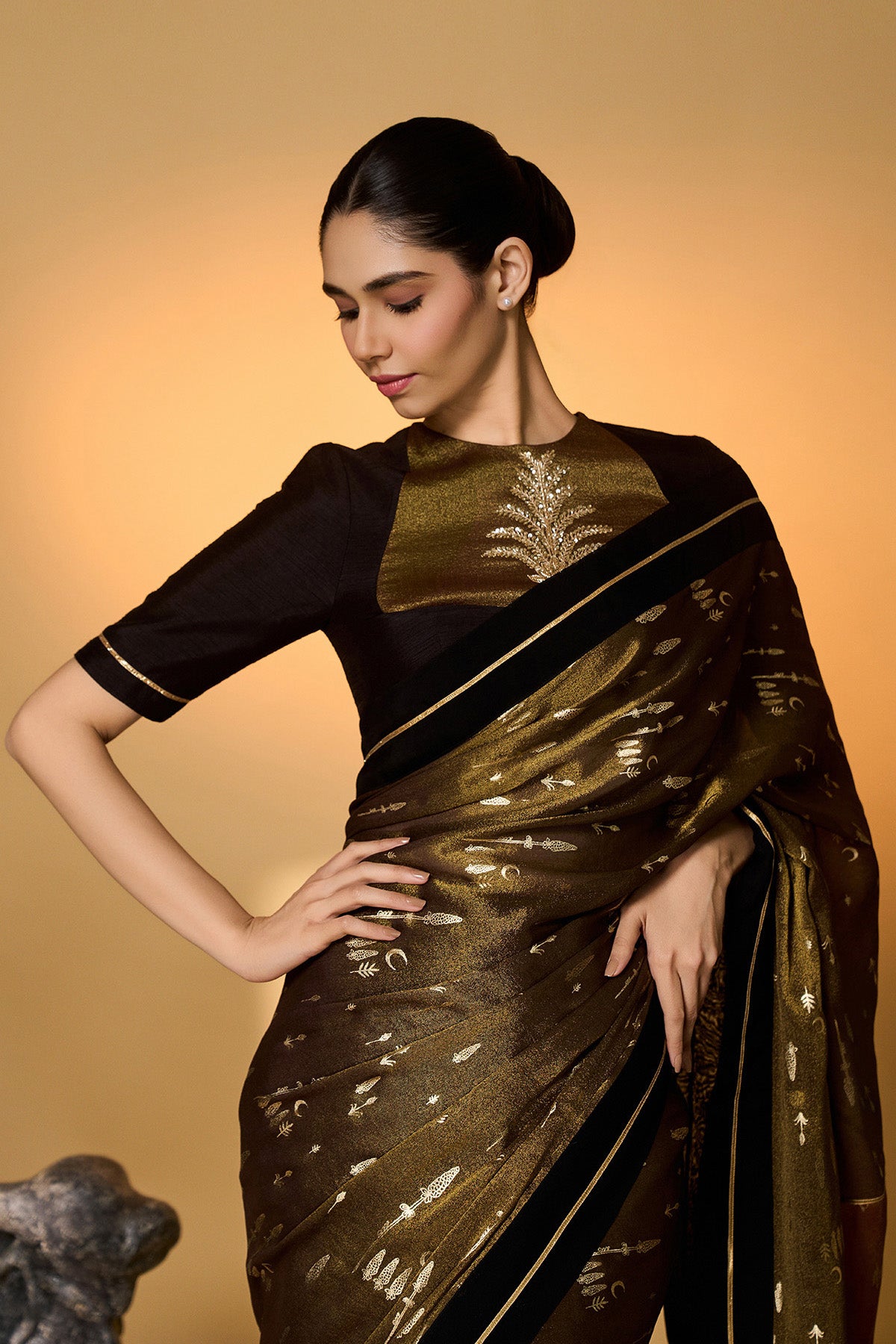 Midnight Amber Saree