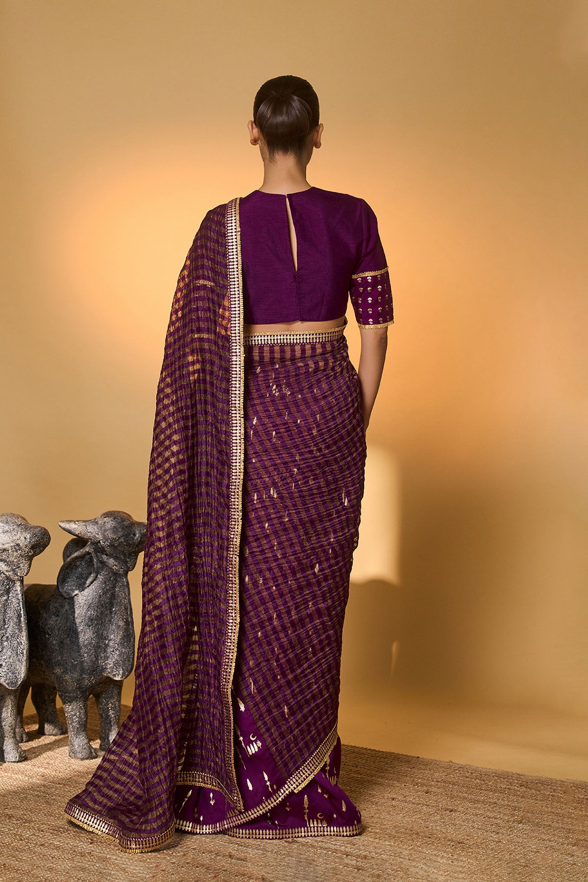 Purple Moonfield Zari Stripes Saree