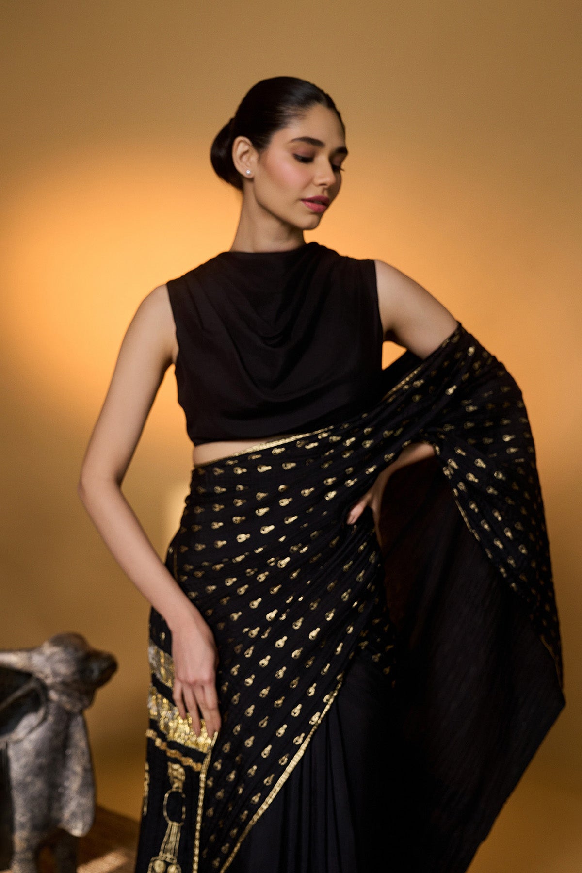 Black Tribal Mask Saree