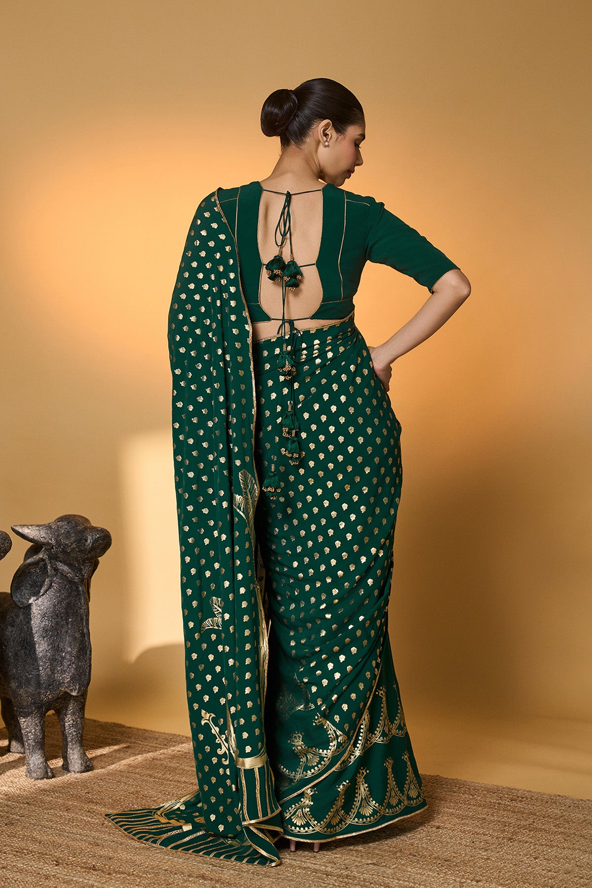 Emerald Green Palm Tree Saree