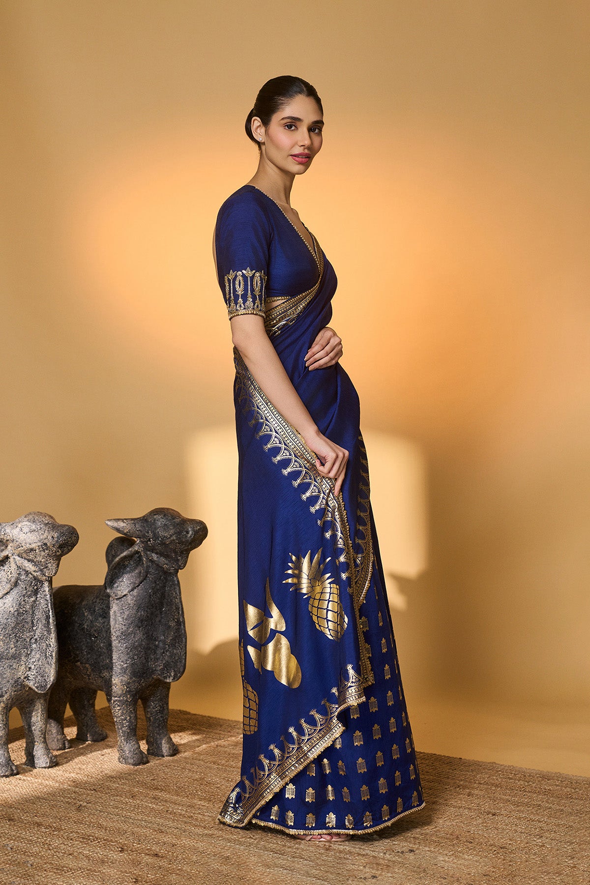 Navy Blue Amber Arches Saree
