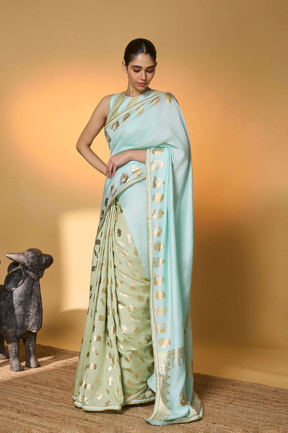 Mint And Blue All Charms Saree