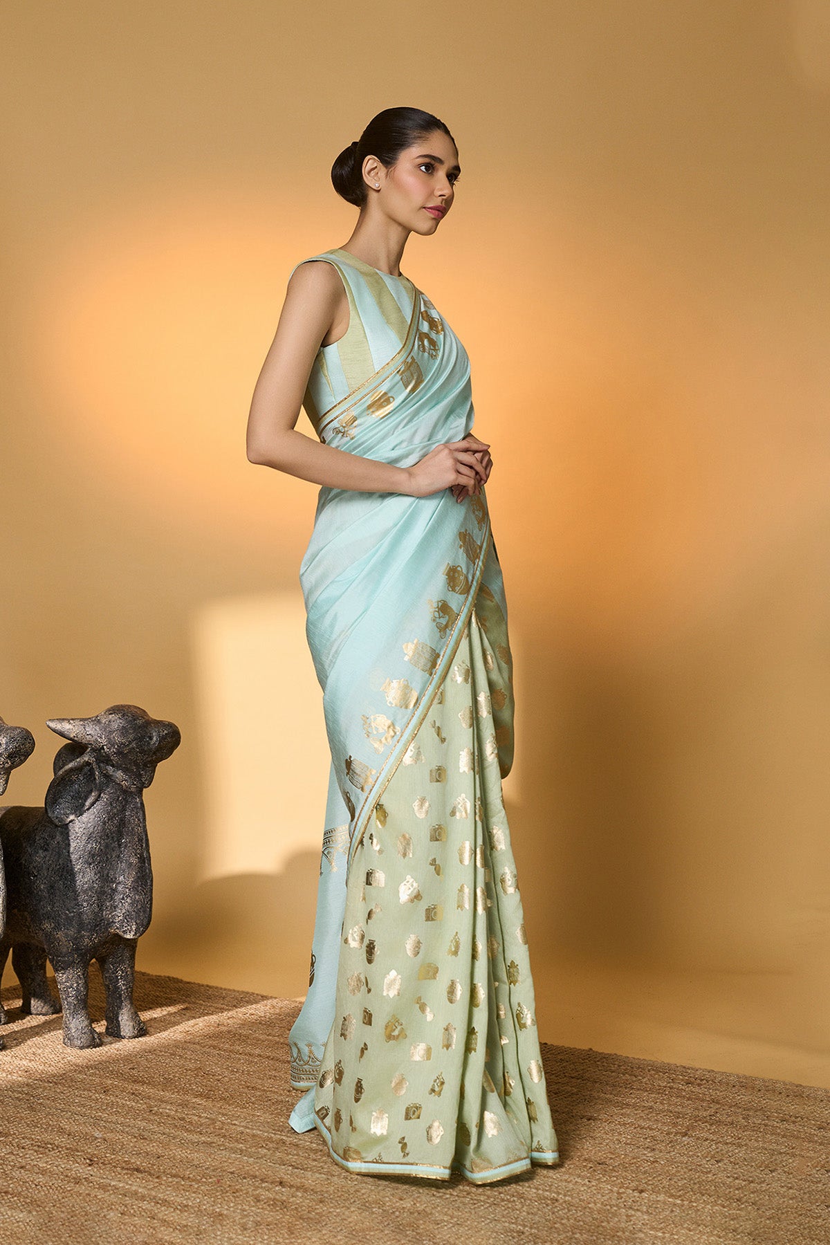 Mint And Blue All Charms Saree