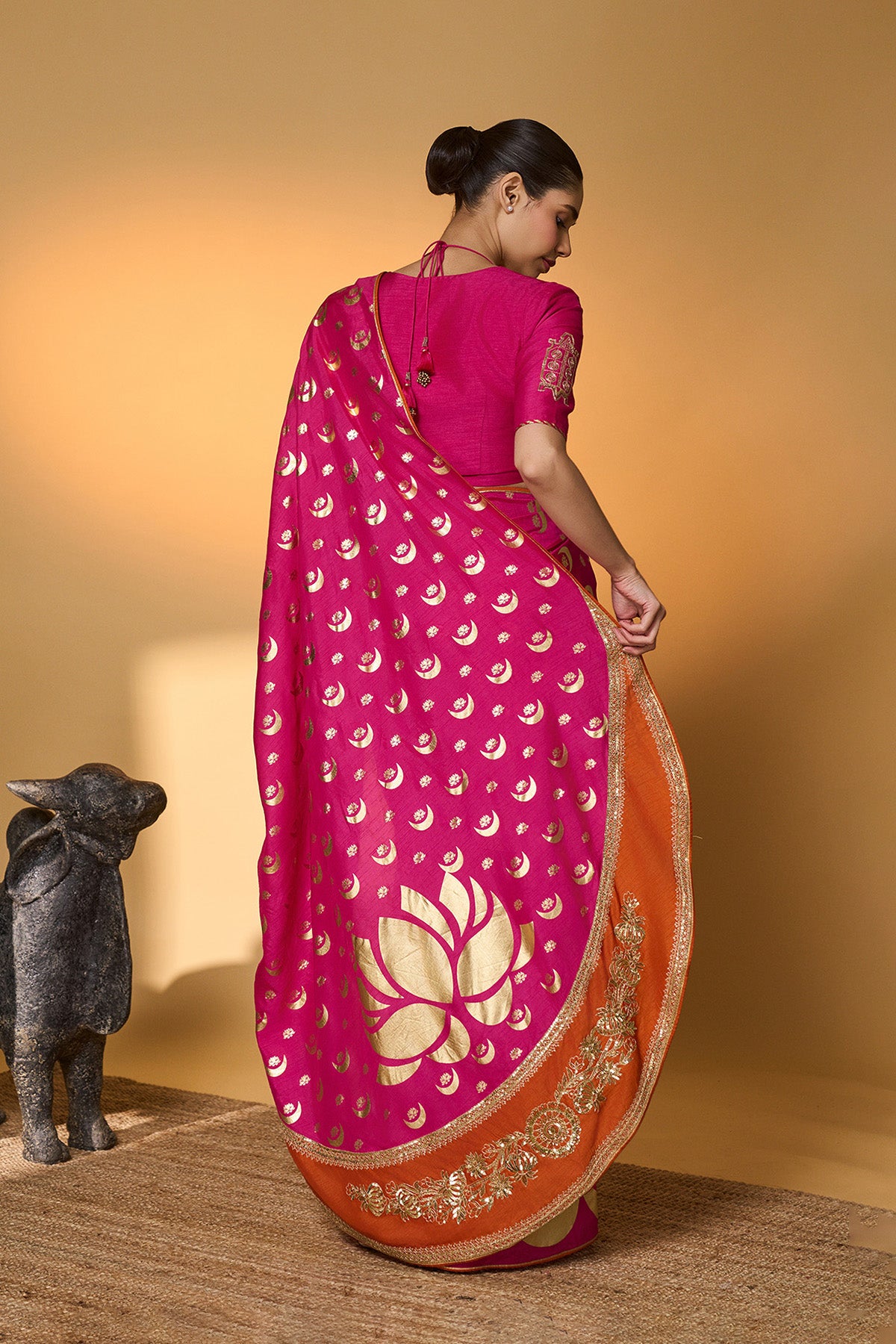 Rani Pink Chand Phool Saree