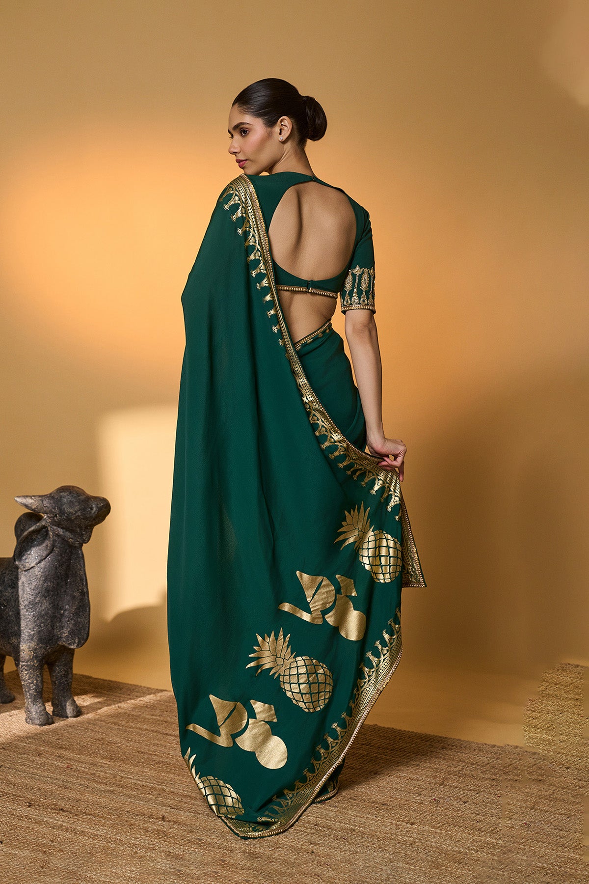 Green Trpoical Amber Arches Saree