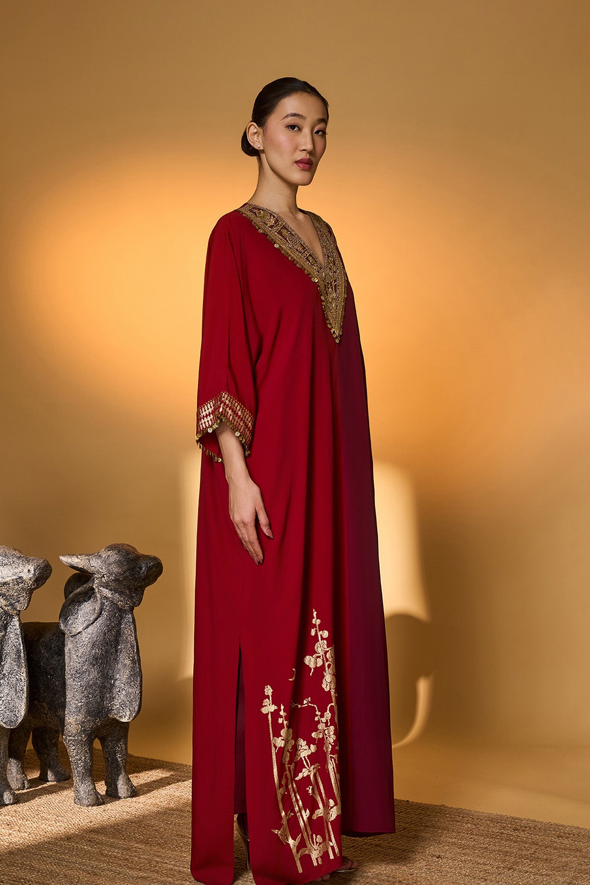 Red & Plum Moonlight Melody Kaftan