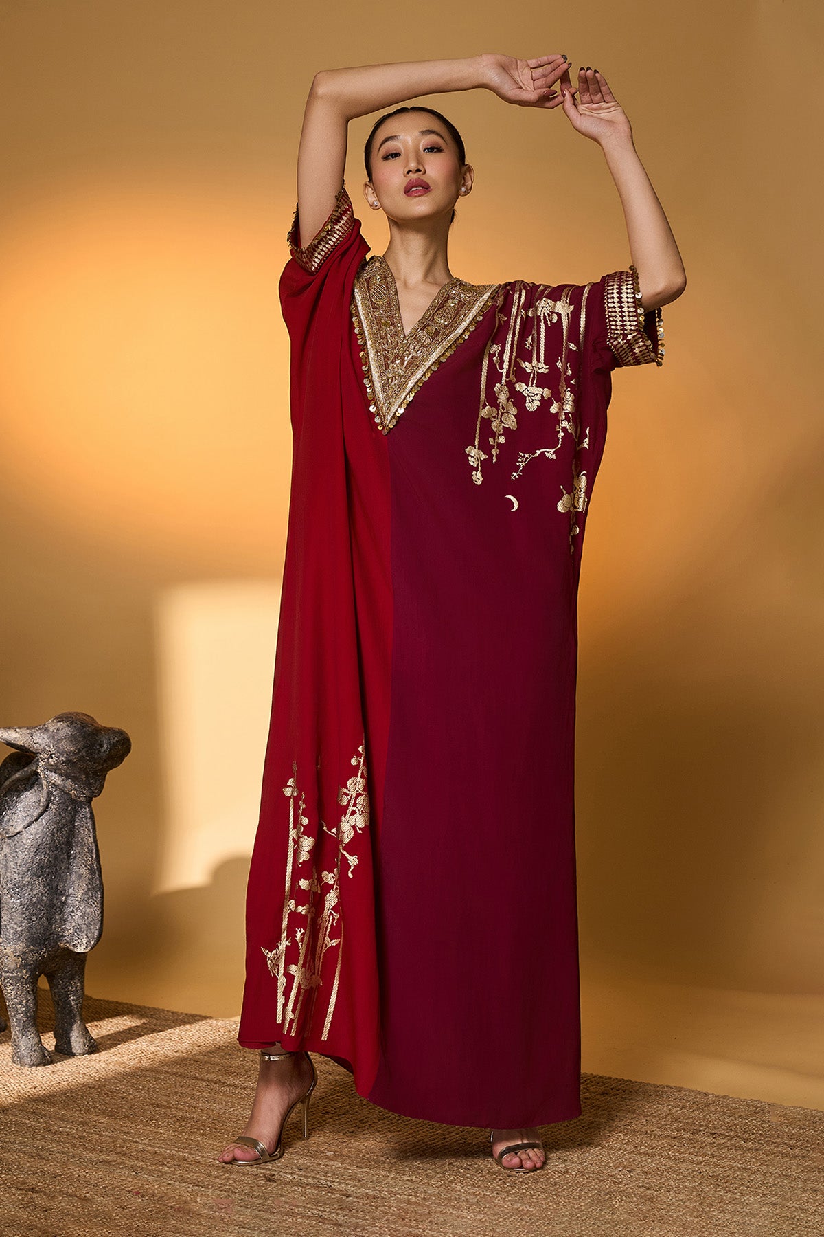 Red & Plum Moonlight Melody Kaftan
