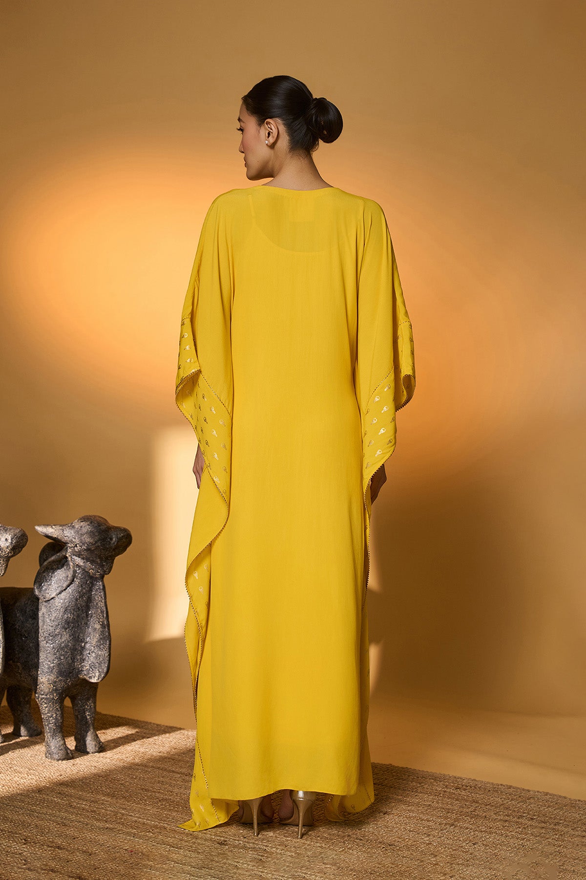 Yellow Tribal Mask Kaftan