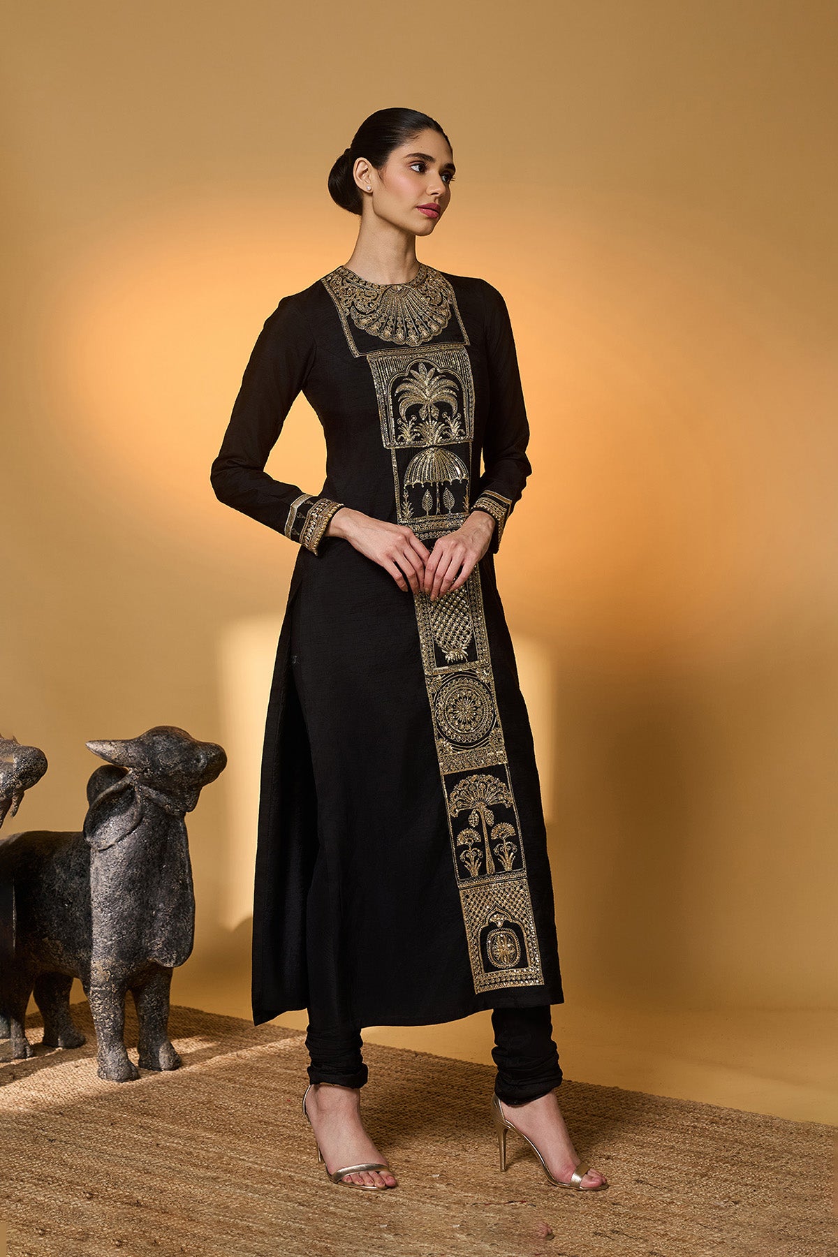 Black Khidki Kurta Set