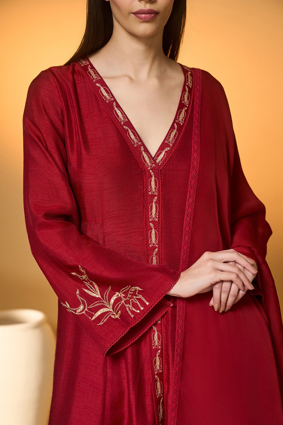 Red Deer Totem Kurta Set