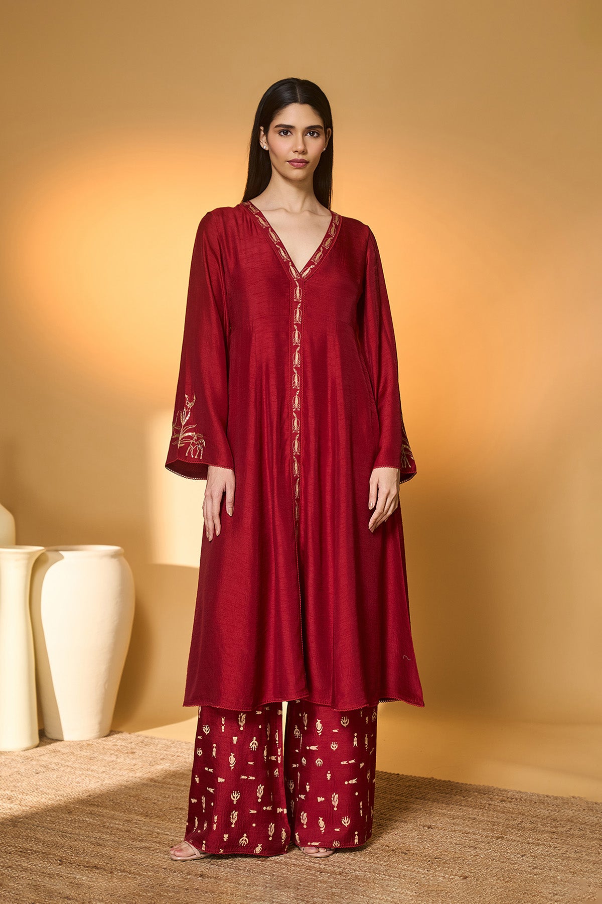Red Deer Totem Kurta Set