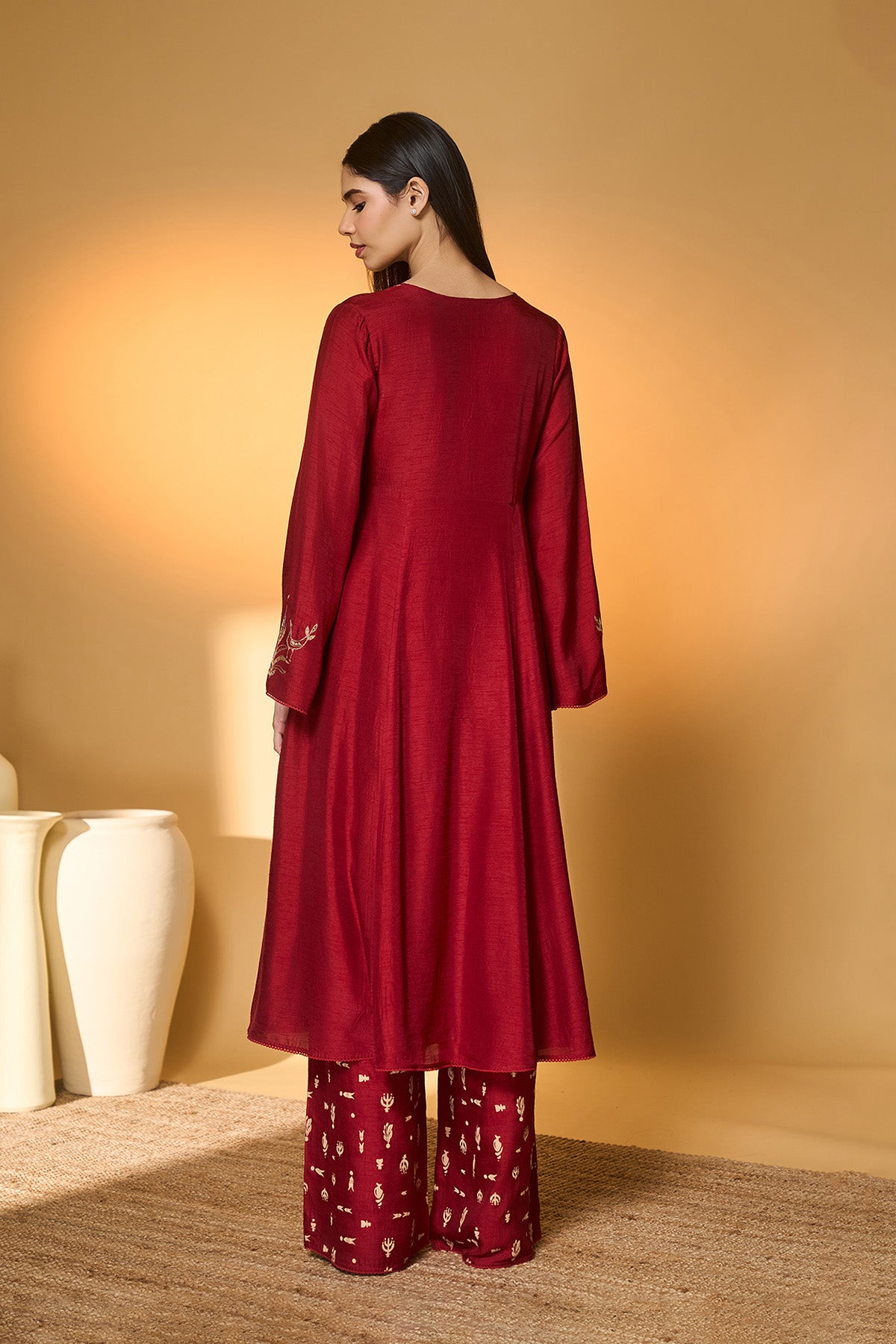 Red Deer Totem Kurta Set