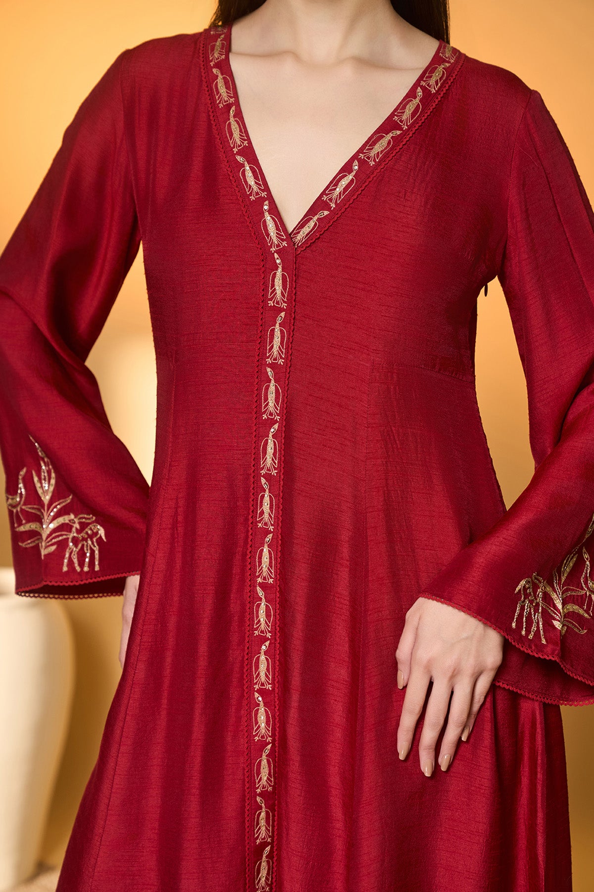 Red Deer Totem Kurta Set