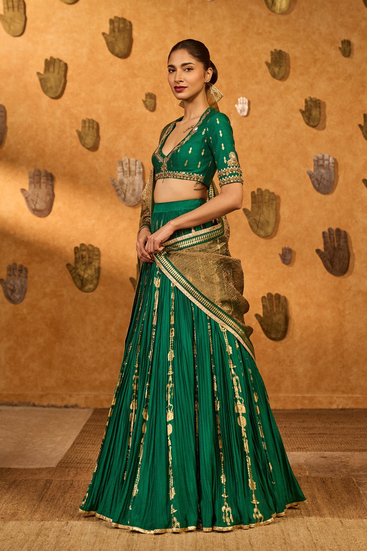 Green Totem Line Lehenga