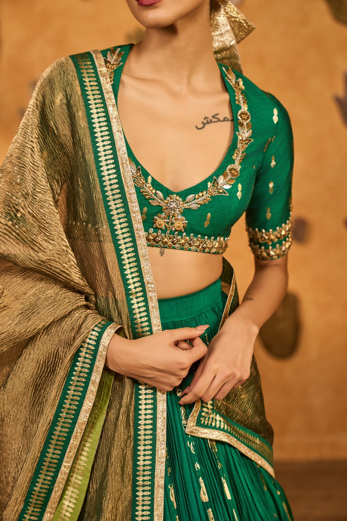 Green Totem Line Lehenga
