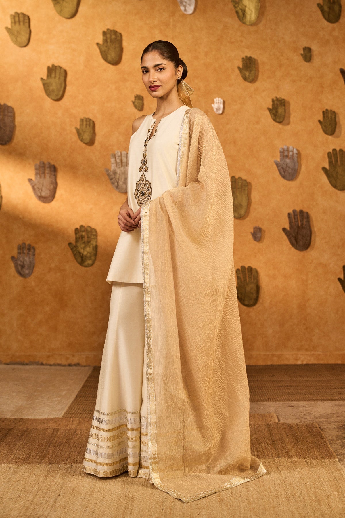 Ivory Gilded Sharara Set
