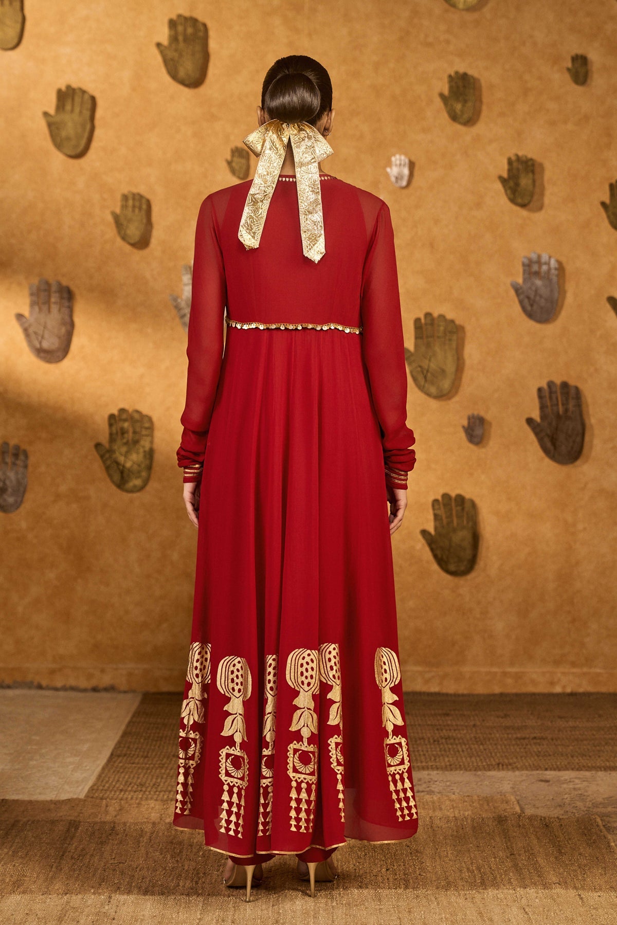 Red Pop Pod Pendant Anarkali Set