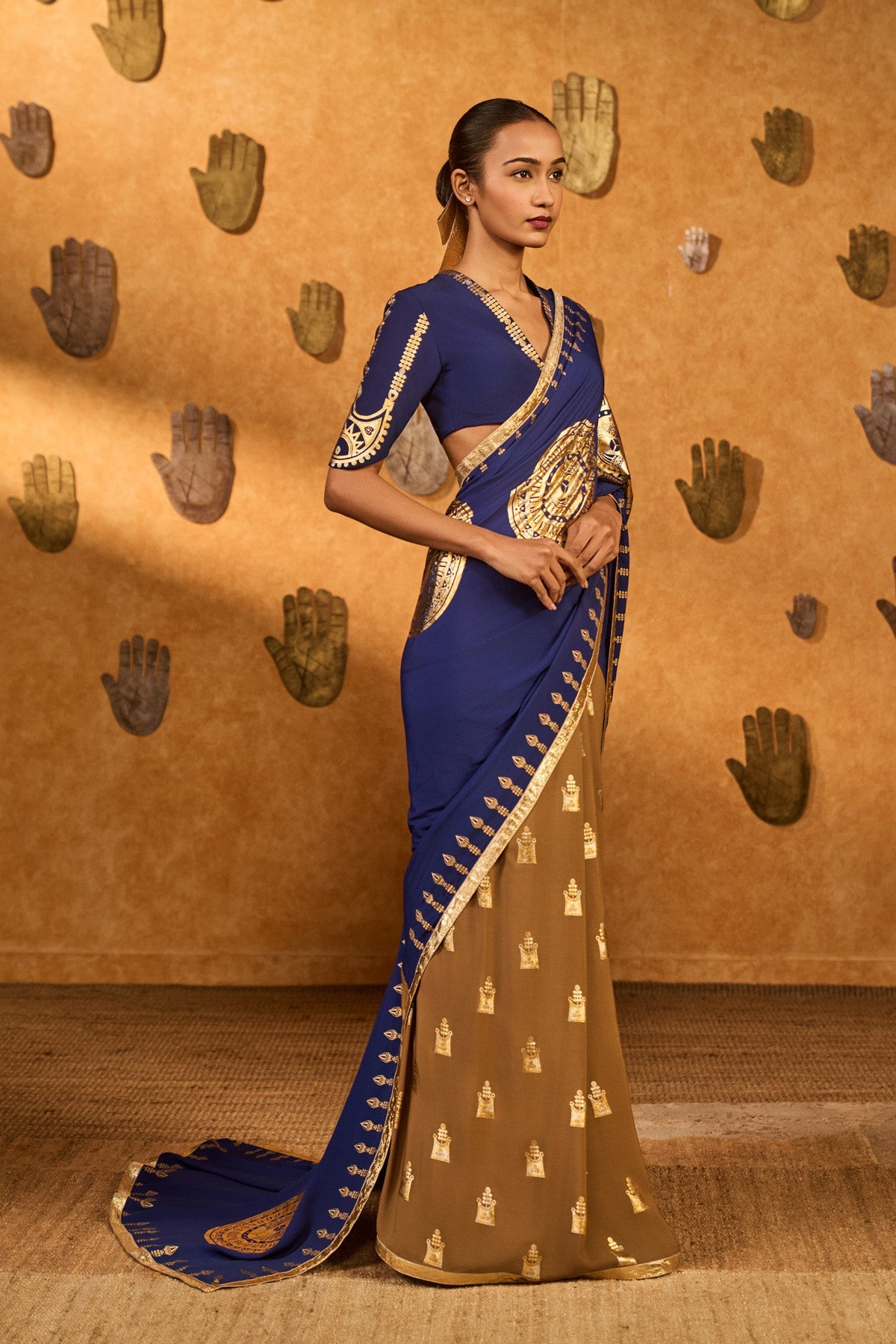 Mocha And Sapphire Moonfish Saree