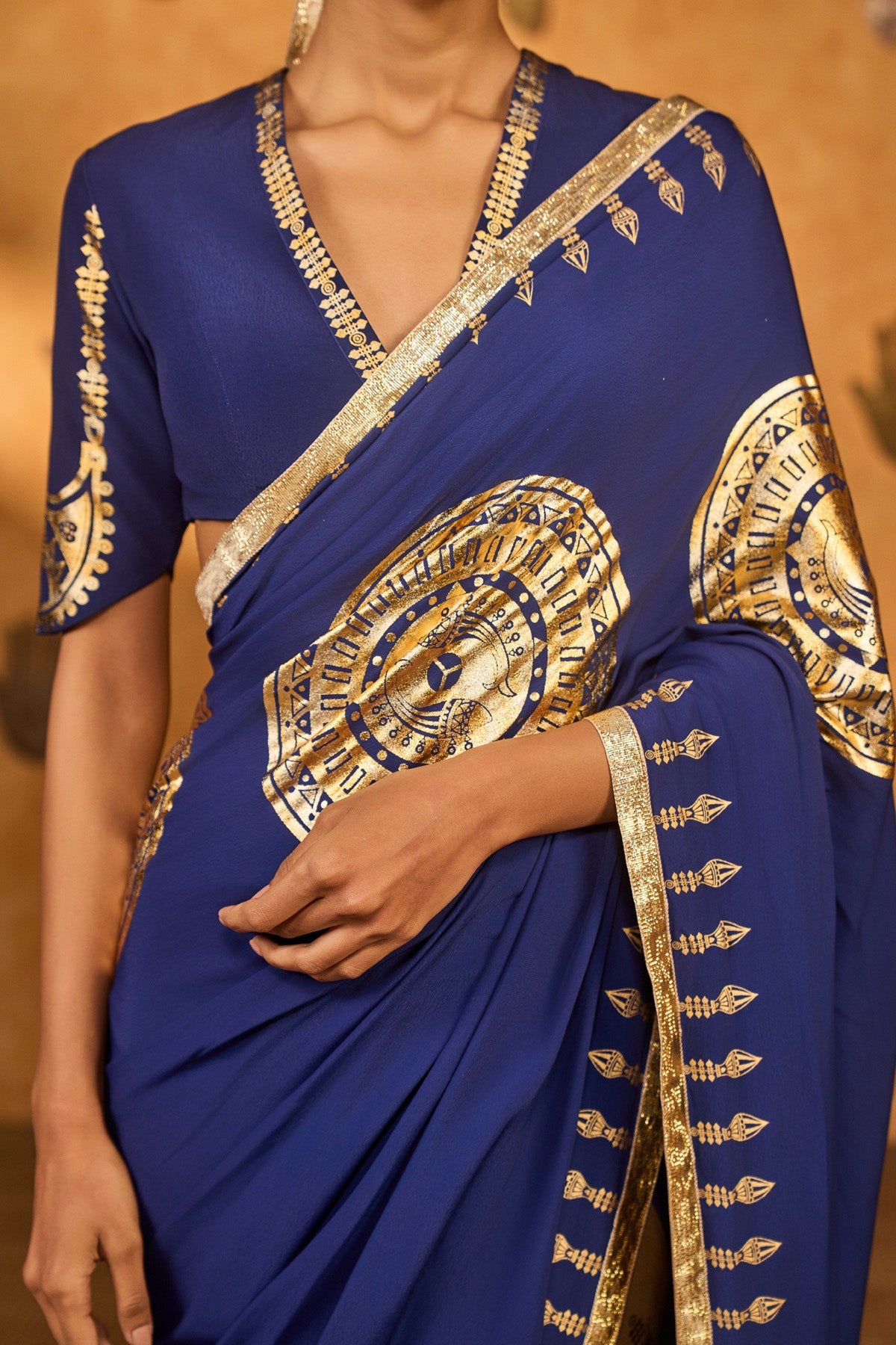 Mocha And Sapphire Moonfish Saree