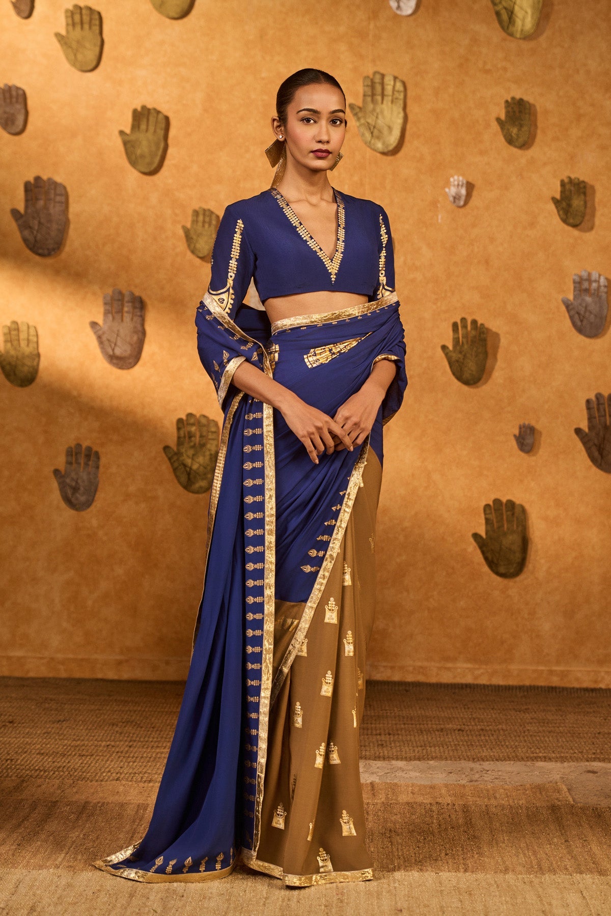 Mocha And Sapphire Moonfish Saree