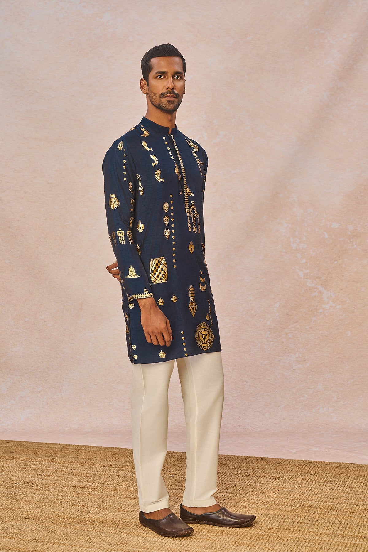 Navy Folkstone Kurta Set