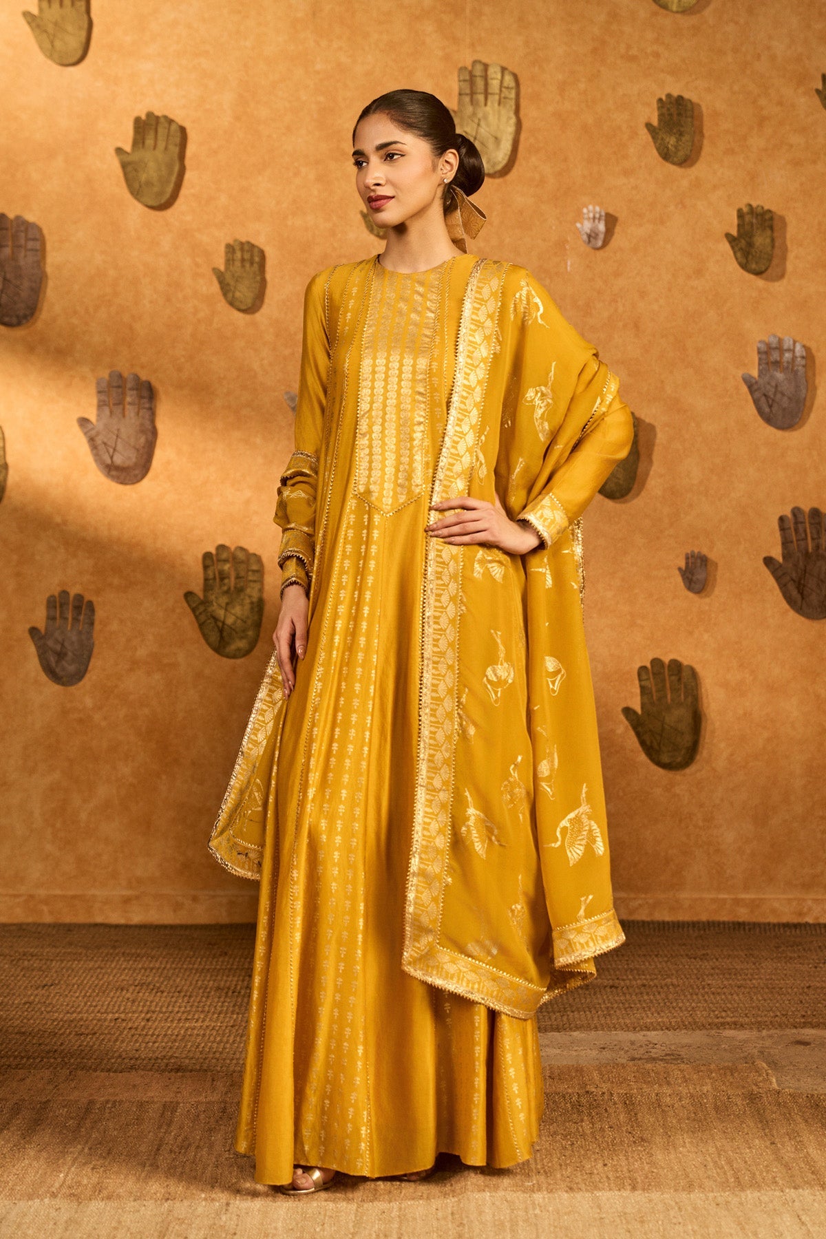 Ochre Snow Light Anarkali Set
