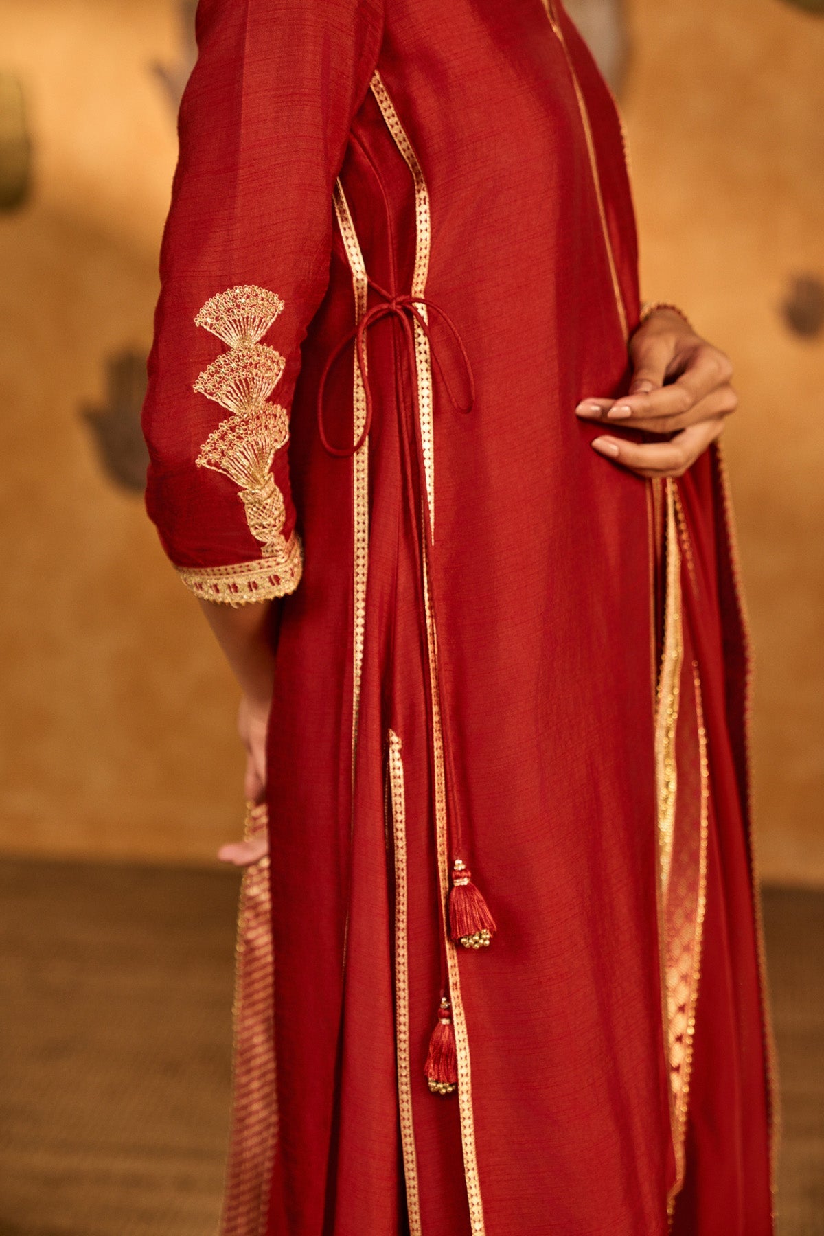 Red Mandarin Sky Kurta Set