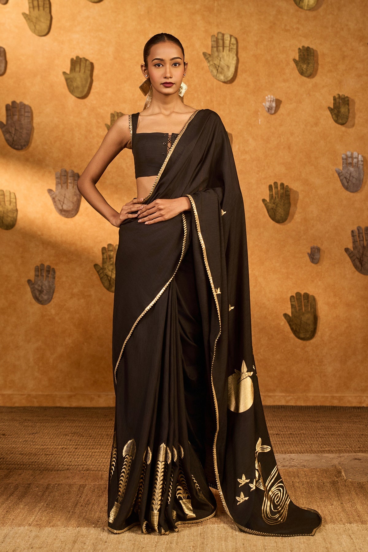 Black Stillwater Bloom Saree