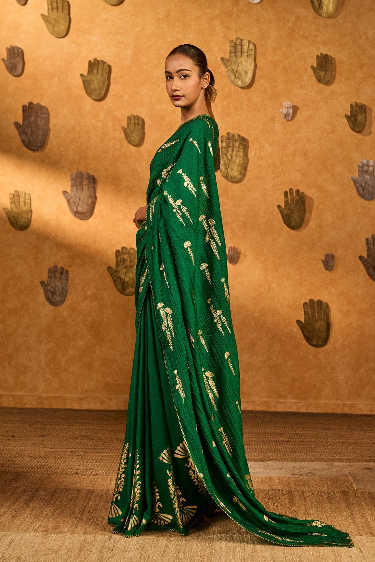 Green Cherry Wine Saree