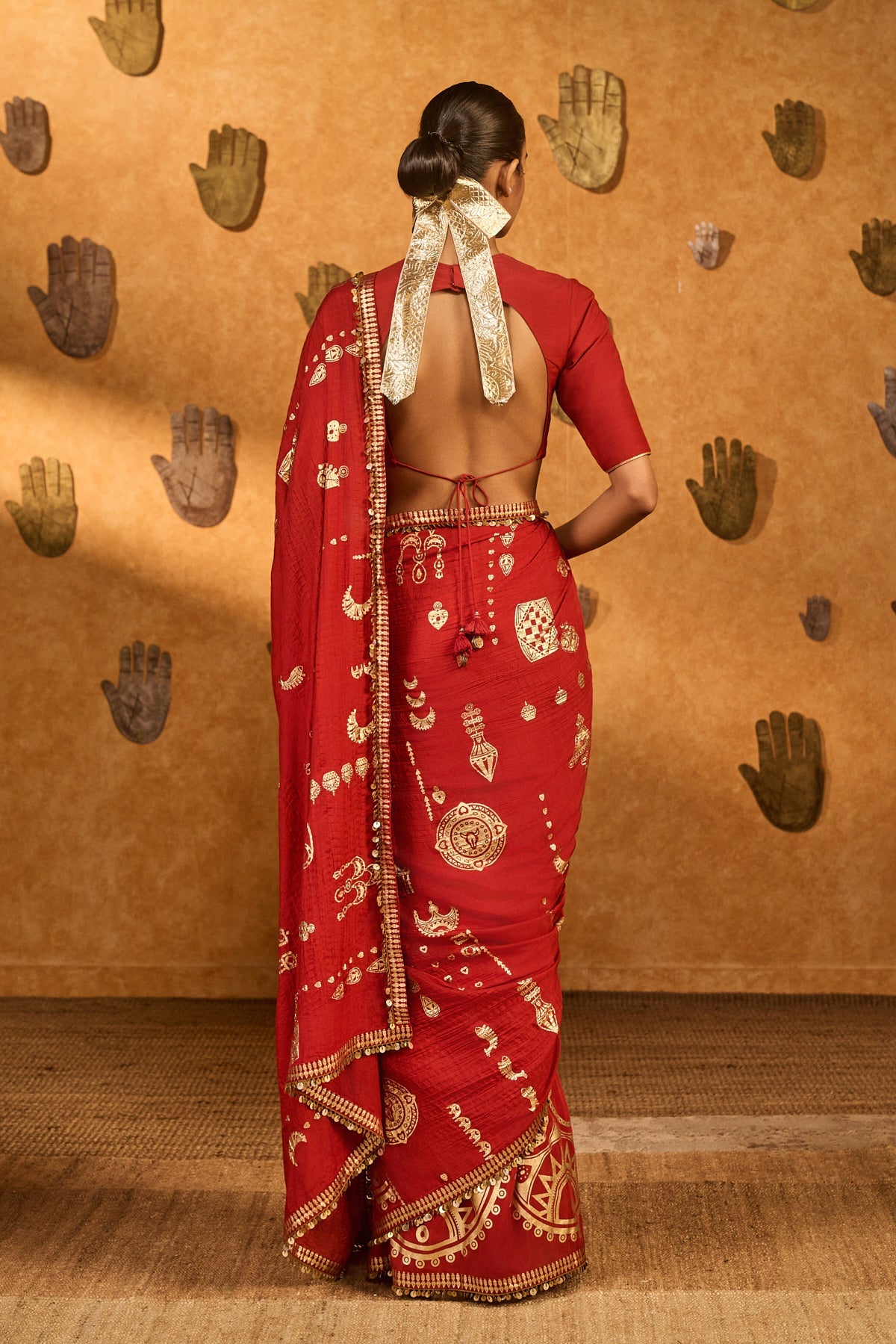 Red Crushed Folkstone Saree