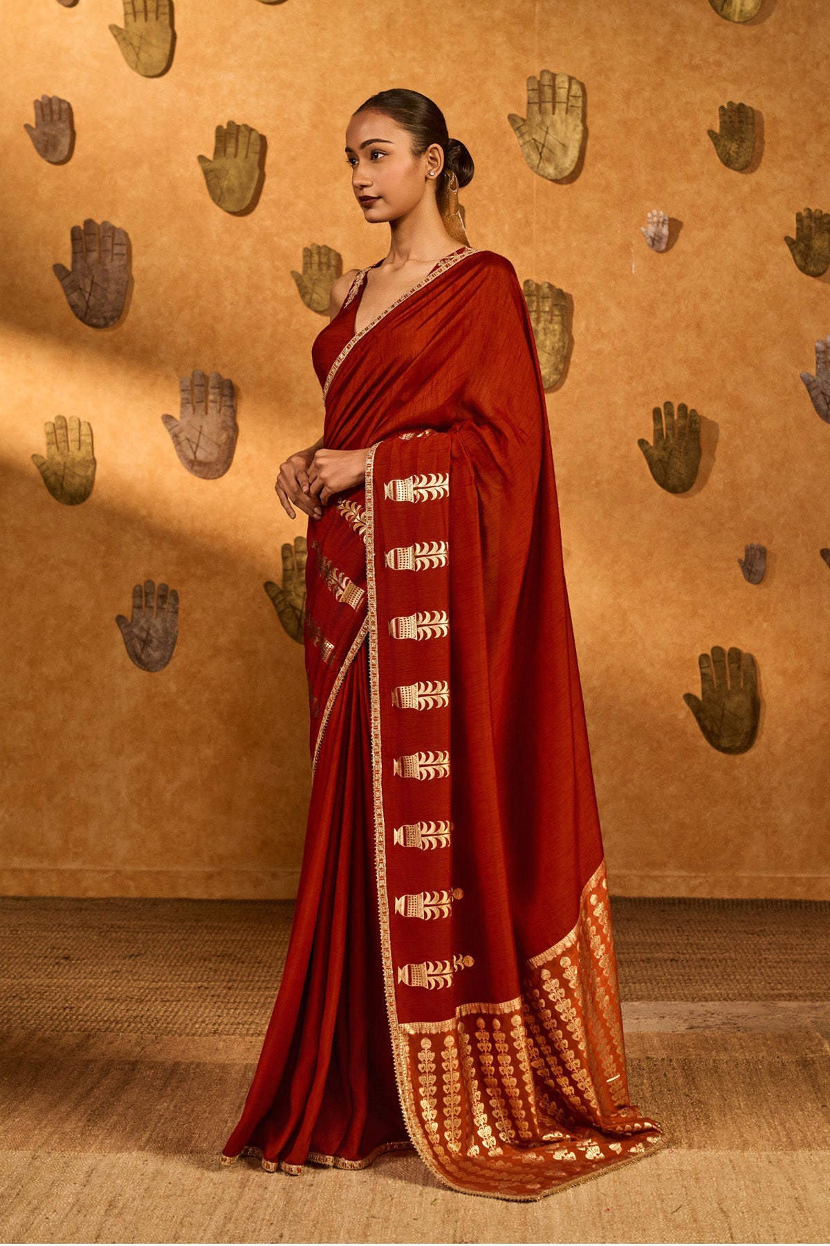 Red Fern Flame Saree