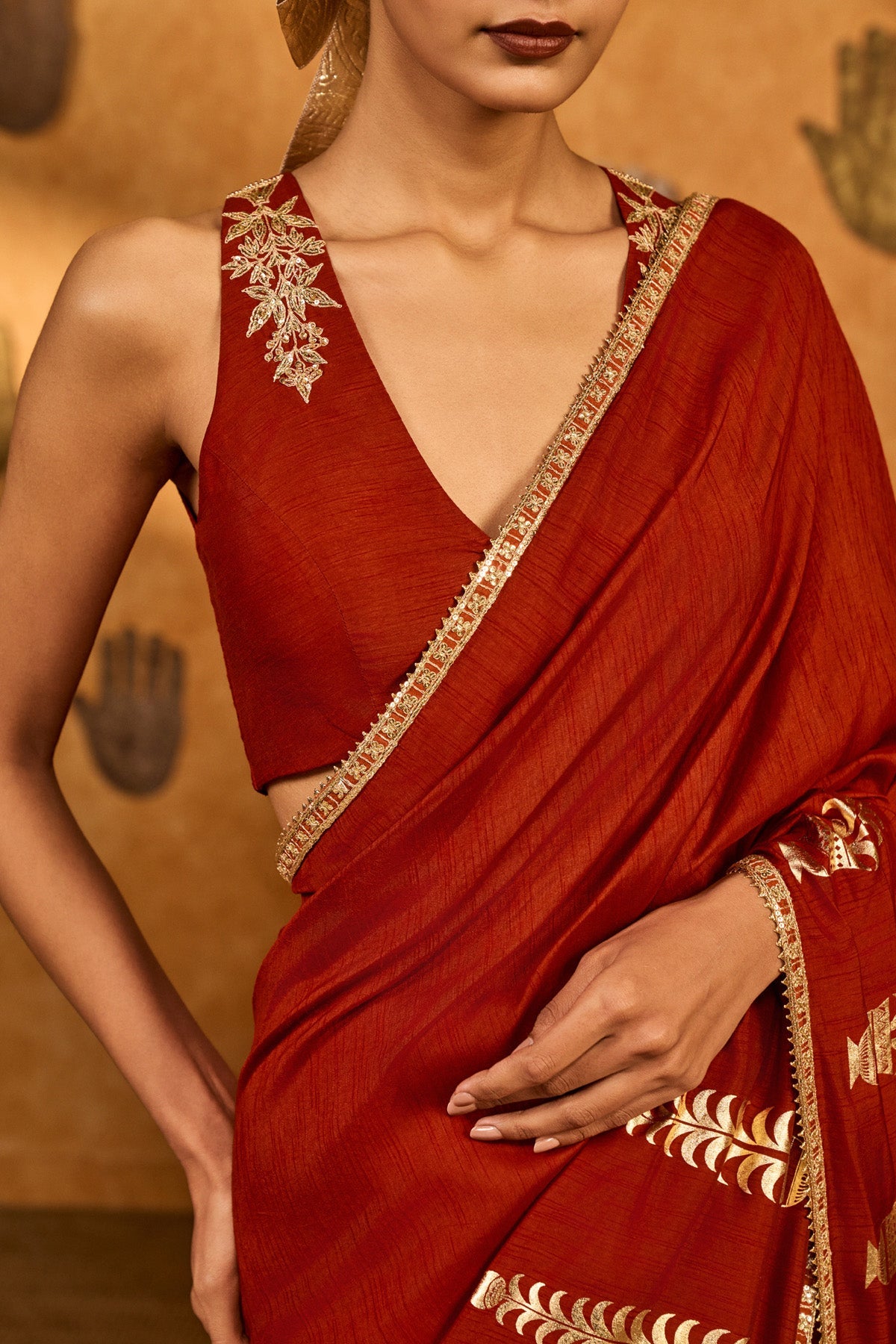 Red Fern Flame Saree